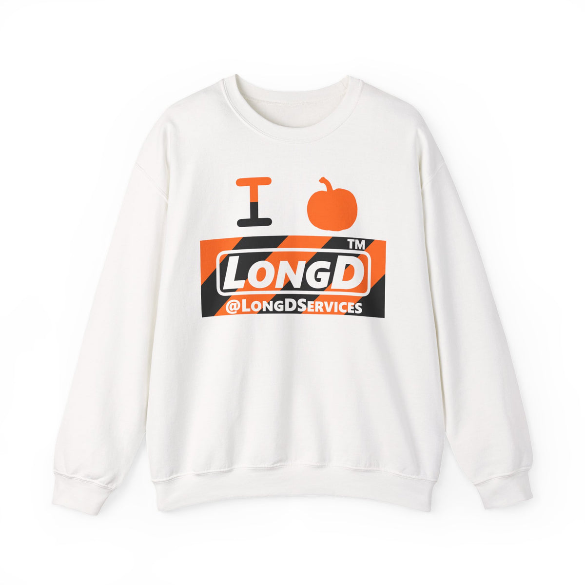 I pumpkin LongD Tag negative diagonal 6-striped logo crewneck sweatshirt