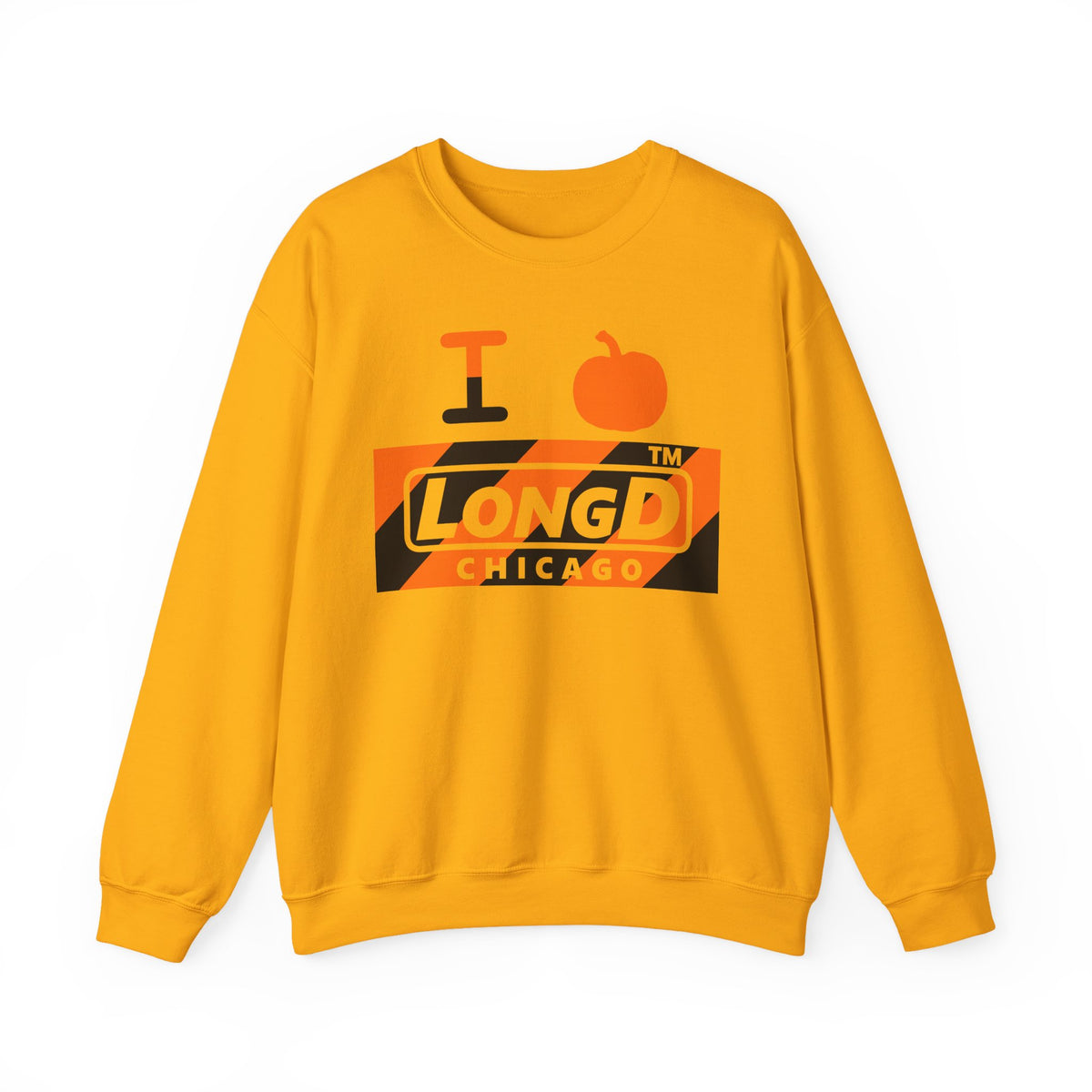 I pumpkin LongD Chicago negative diagonal 6-striped logo crewneck sweatshirt