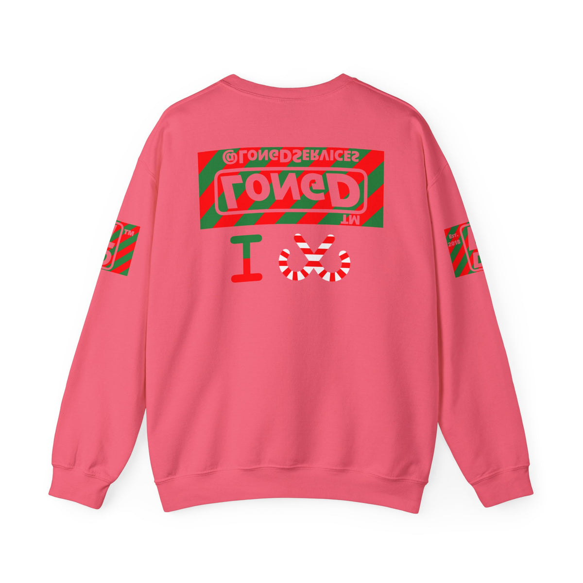I candy cane LongD Tag negative 12-striped 4-print logo crewneck sweatshirt