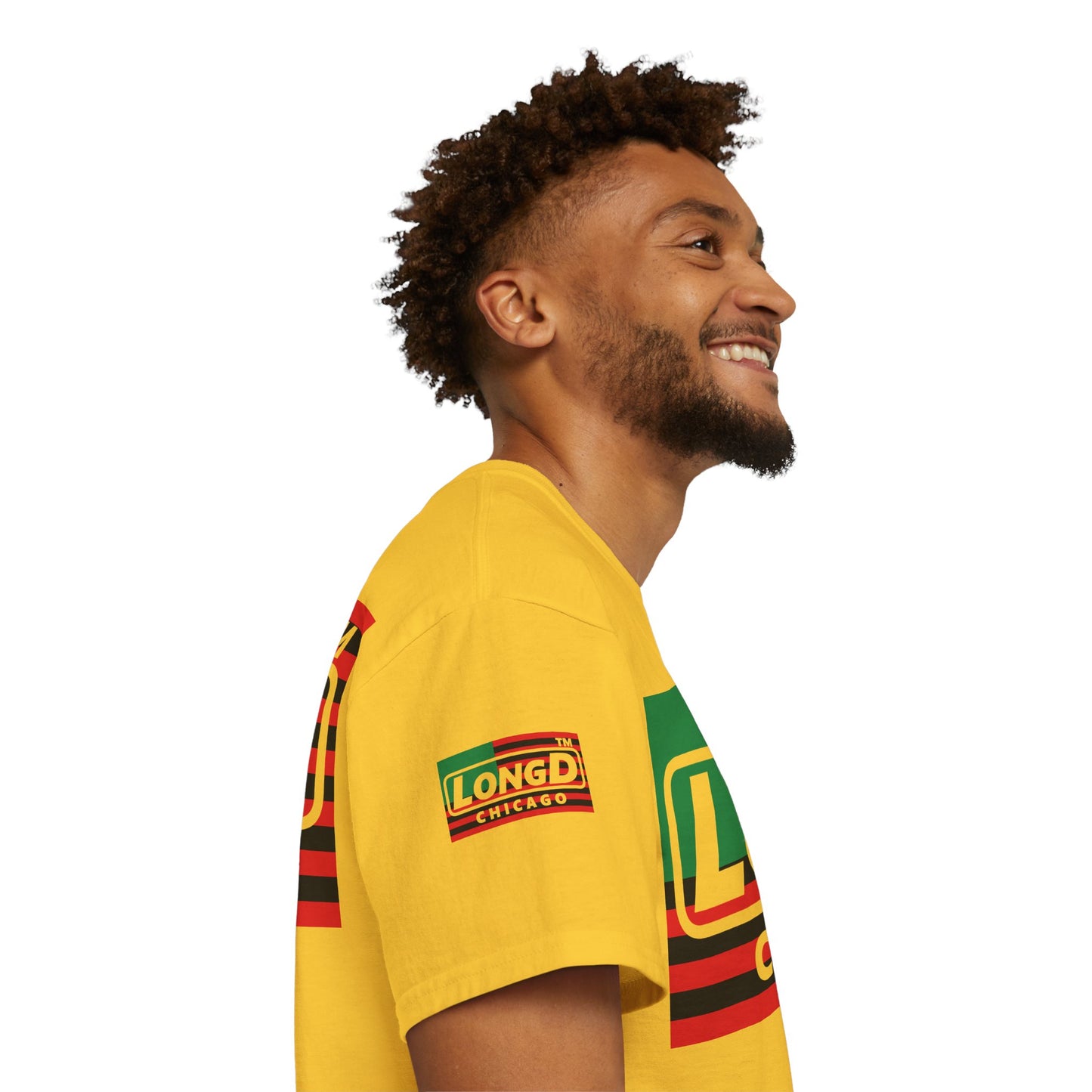 LongD negative flag Chicago logo 4-print cotton tee (Juneteenth colors)