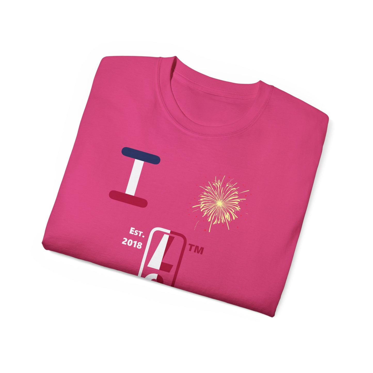 I Burst LongD cotton tee positive quarters Hyde Park upright logo (Patriotic colors)