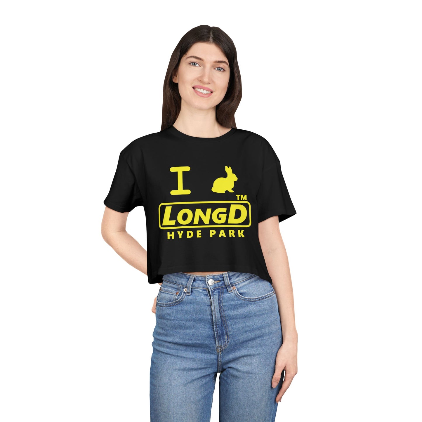 I Bunny LongD positive yellow Hyde Park Logo Crop Tee