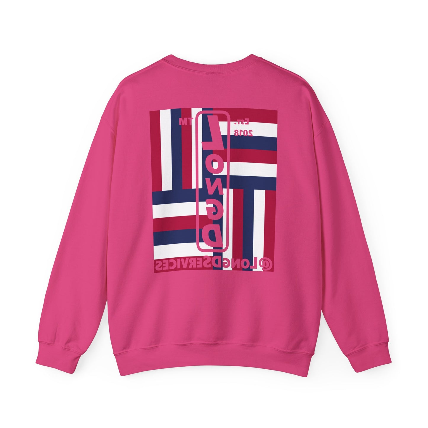 I Burst LongD negative windmill tag upright front-back logo crewneck sweatshirt