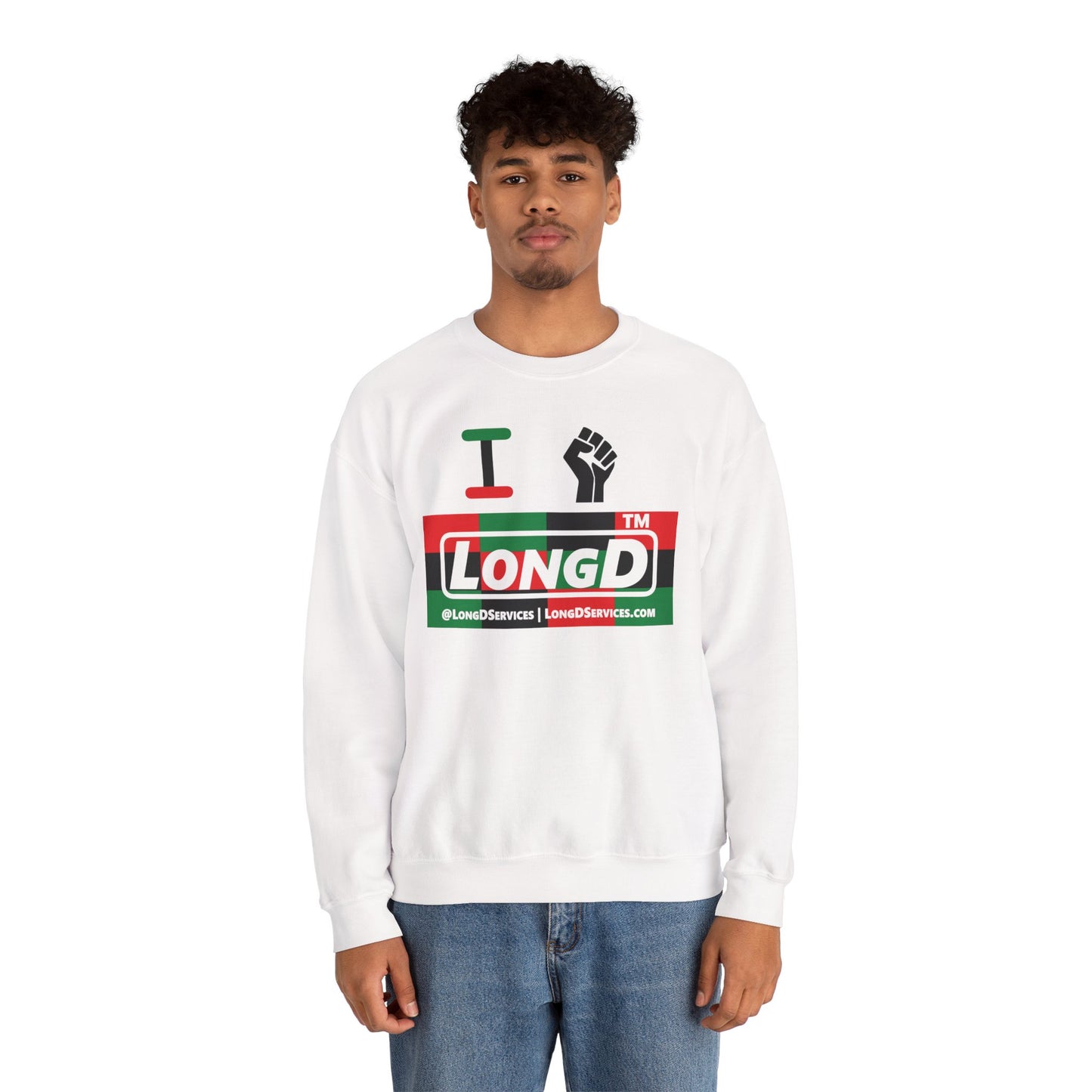 I fist LongD negative 3x4 tag-domain logo crewneck sweatshirt