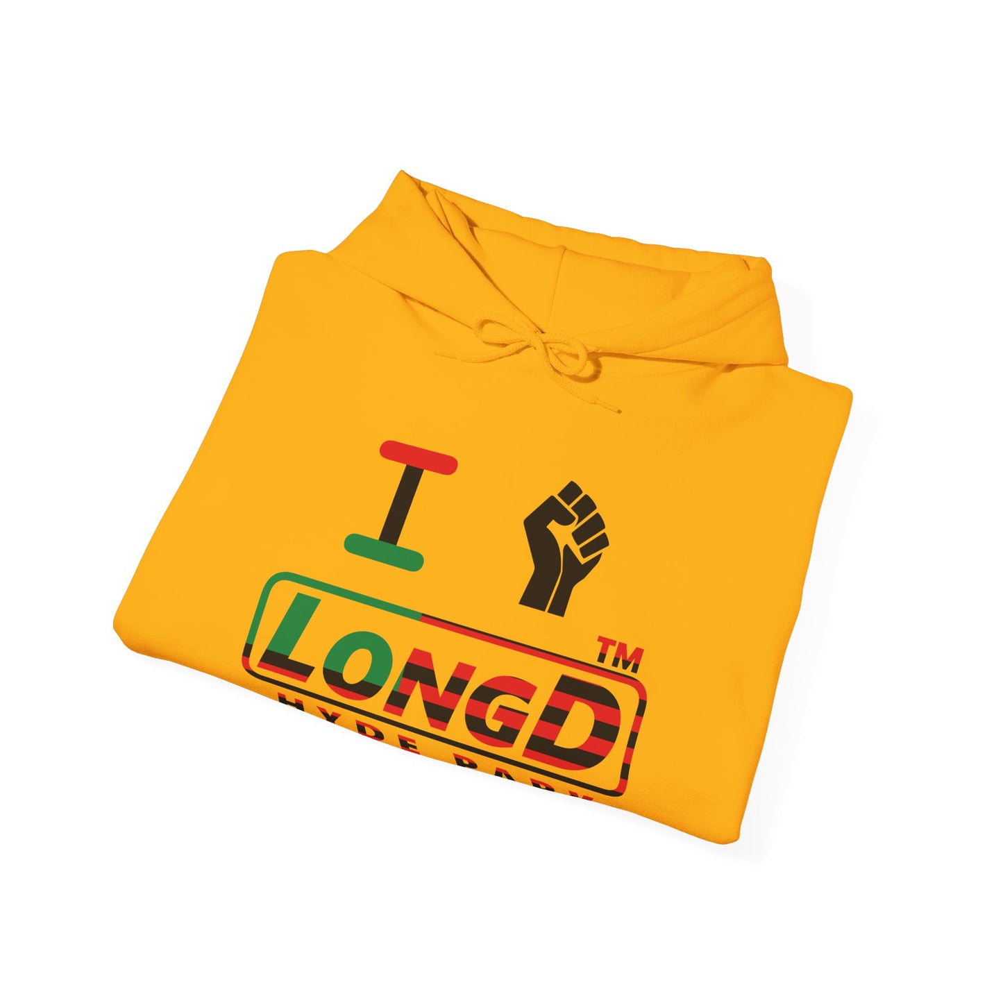 I fist LongD® positive flag Hyde Park logo Hoodie (Juneteenth colors)