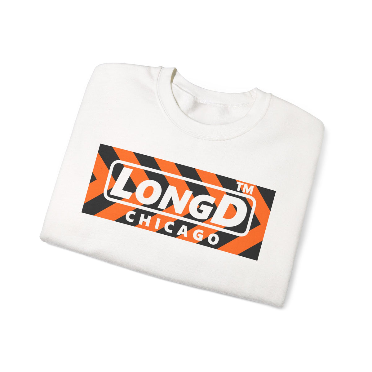 LongD Chicago negative forward chevron logo (Halloween colors) crewneck sweatshirt