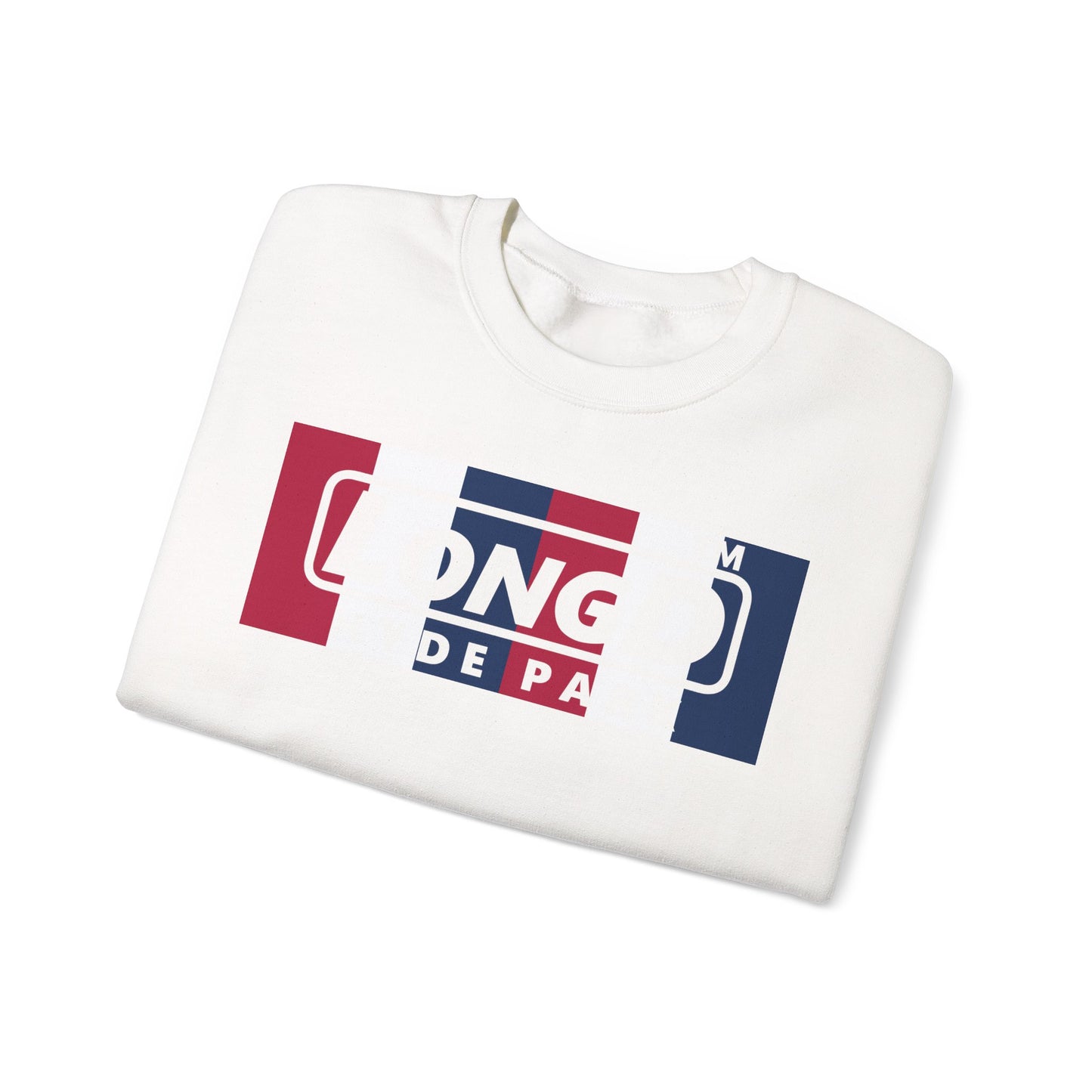 LongD negative vertical 6-striped Hyde Park logo crewneck sweatshirt (patriotic colors)