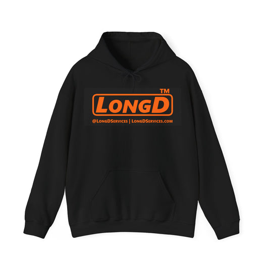 LongD Tag-domain logo positive orange on negative black (Halloween colors) hoodie