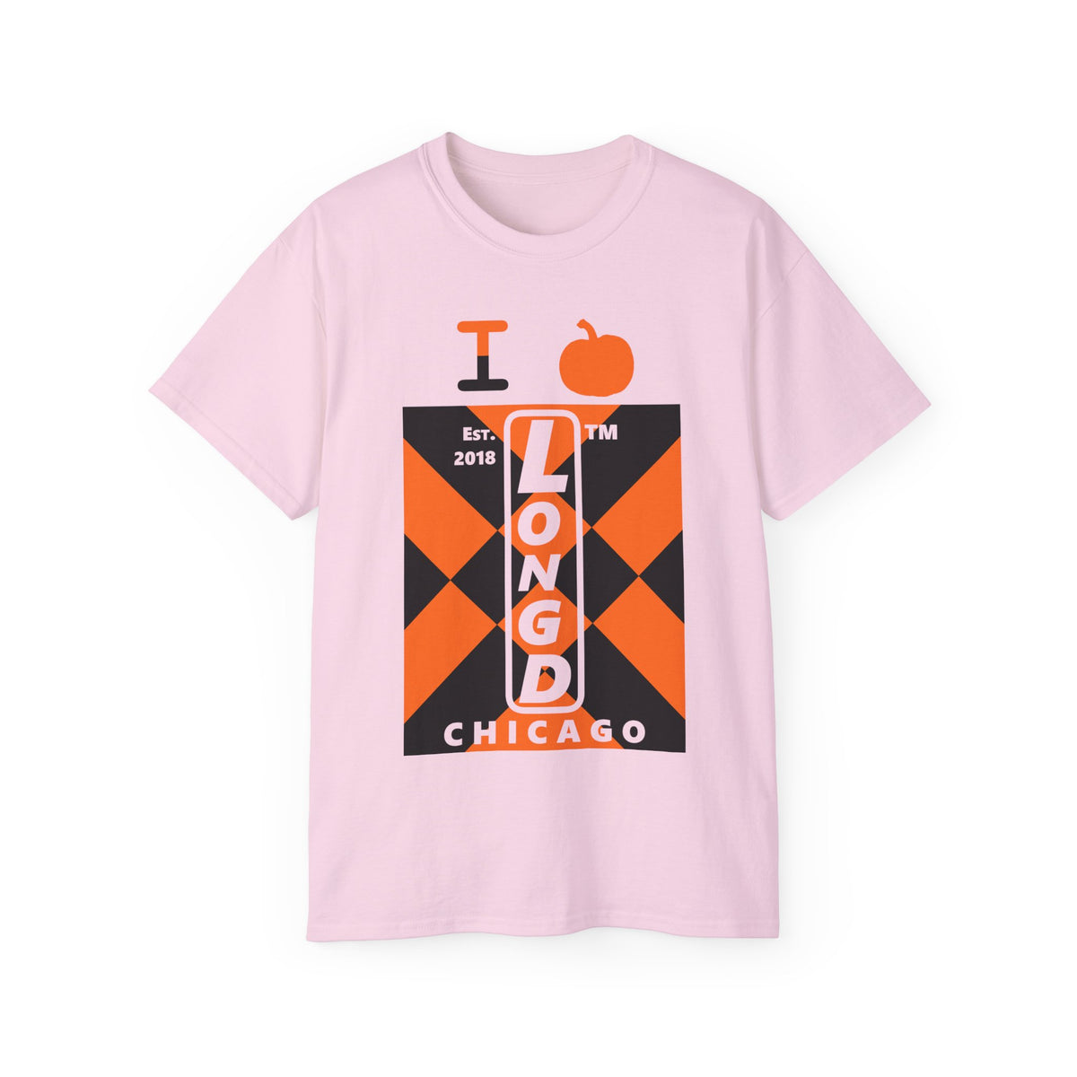 I pumpkin LongD Chicago negative upright mixed argyle logo cotton tee