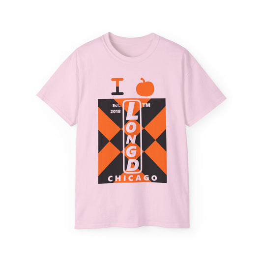 I pumpkin LongD Chicago negative upright mixed argyle logo cotton tee