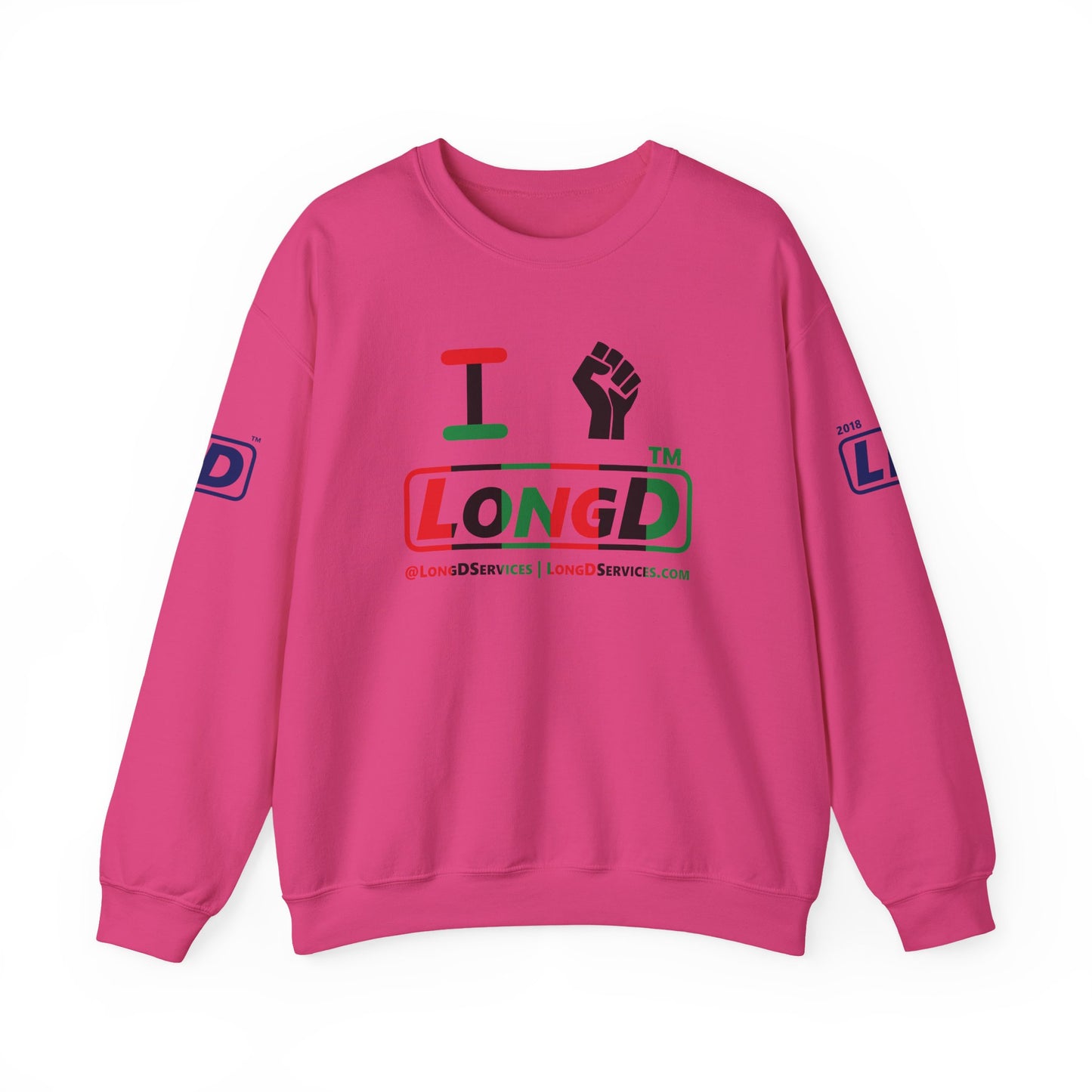 I fist LongD positive vertical 6-striped 4-print tag-domain logo crewneck sweatshirt
