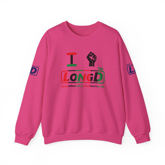I fist LongD positive vertical 6-striped 4-print tag-domain logo crewneck sweatshirt