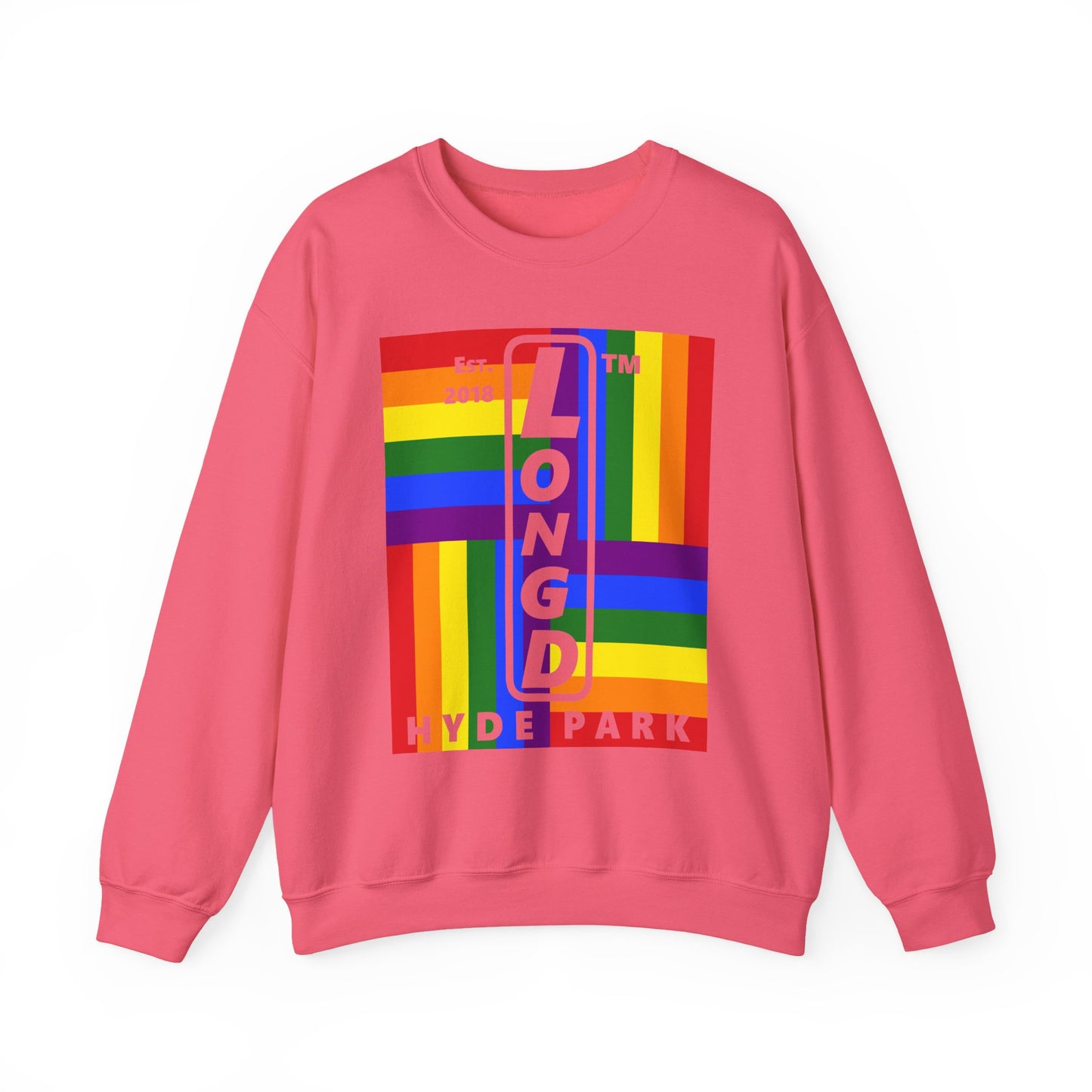 LongD negative windmill Hyde Park upright logo crewneck sweatshirt (Pride colors)