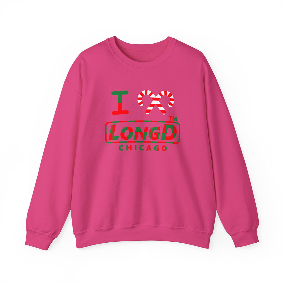 I candy cane LongD Chicago positive checkered logo crewneck sweatshirt