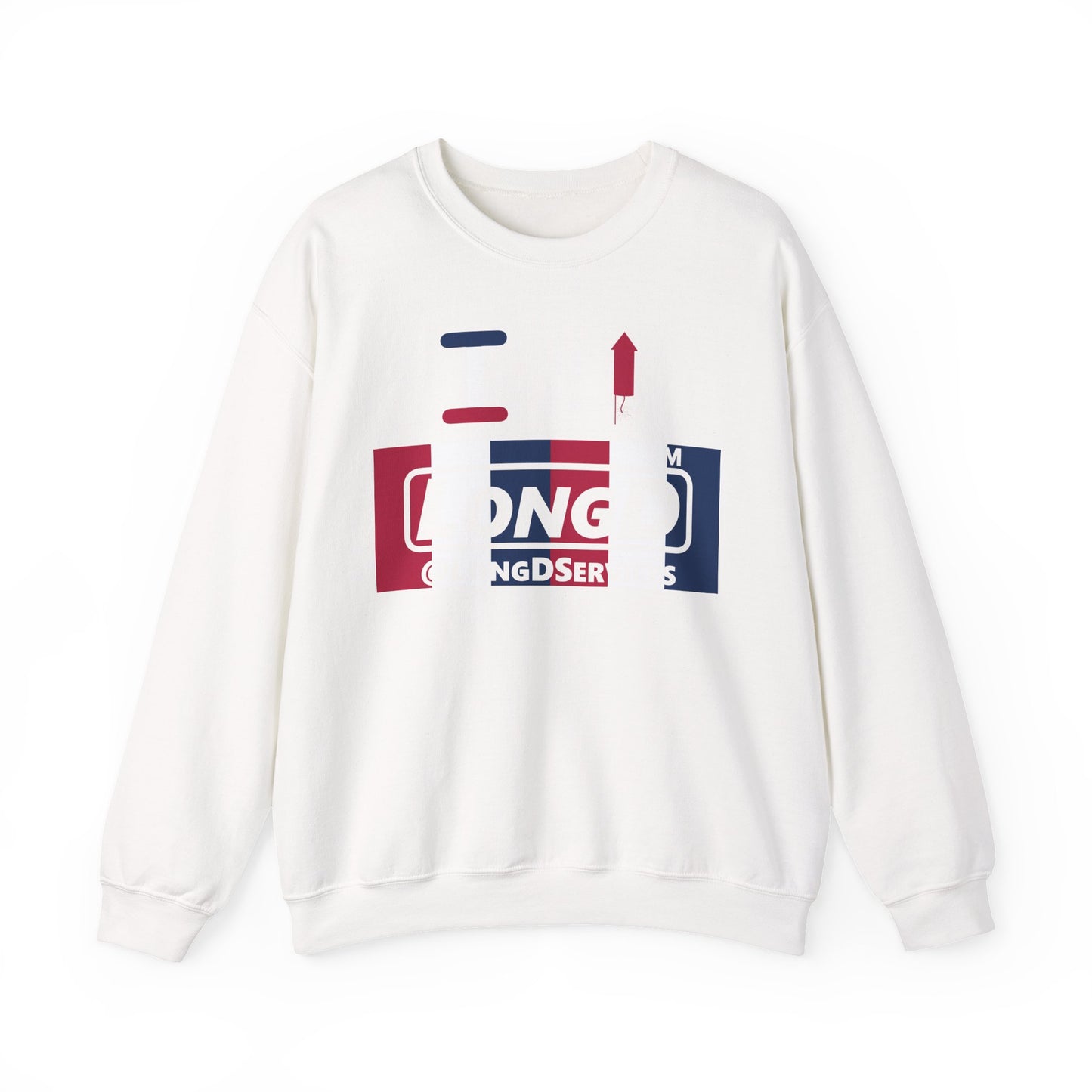 I firecracker LongD negative vertical 6-striped tag-domain logo crewneck sweatshirt