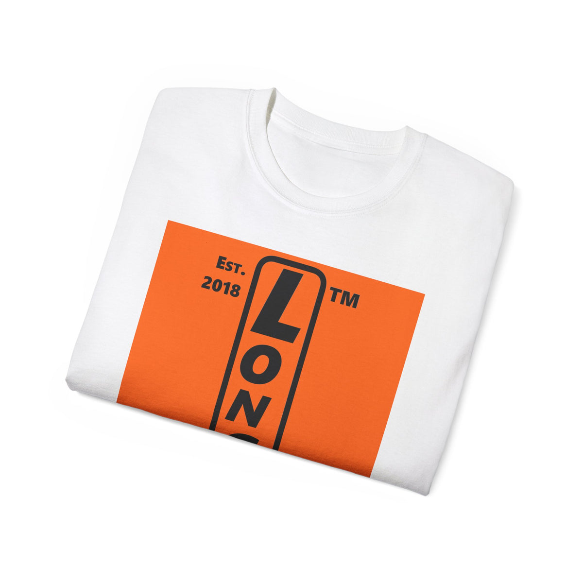 LongD Hyde Park upright logo Black (000000) on orange (FE7518) (Halloween colors) cotton tee