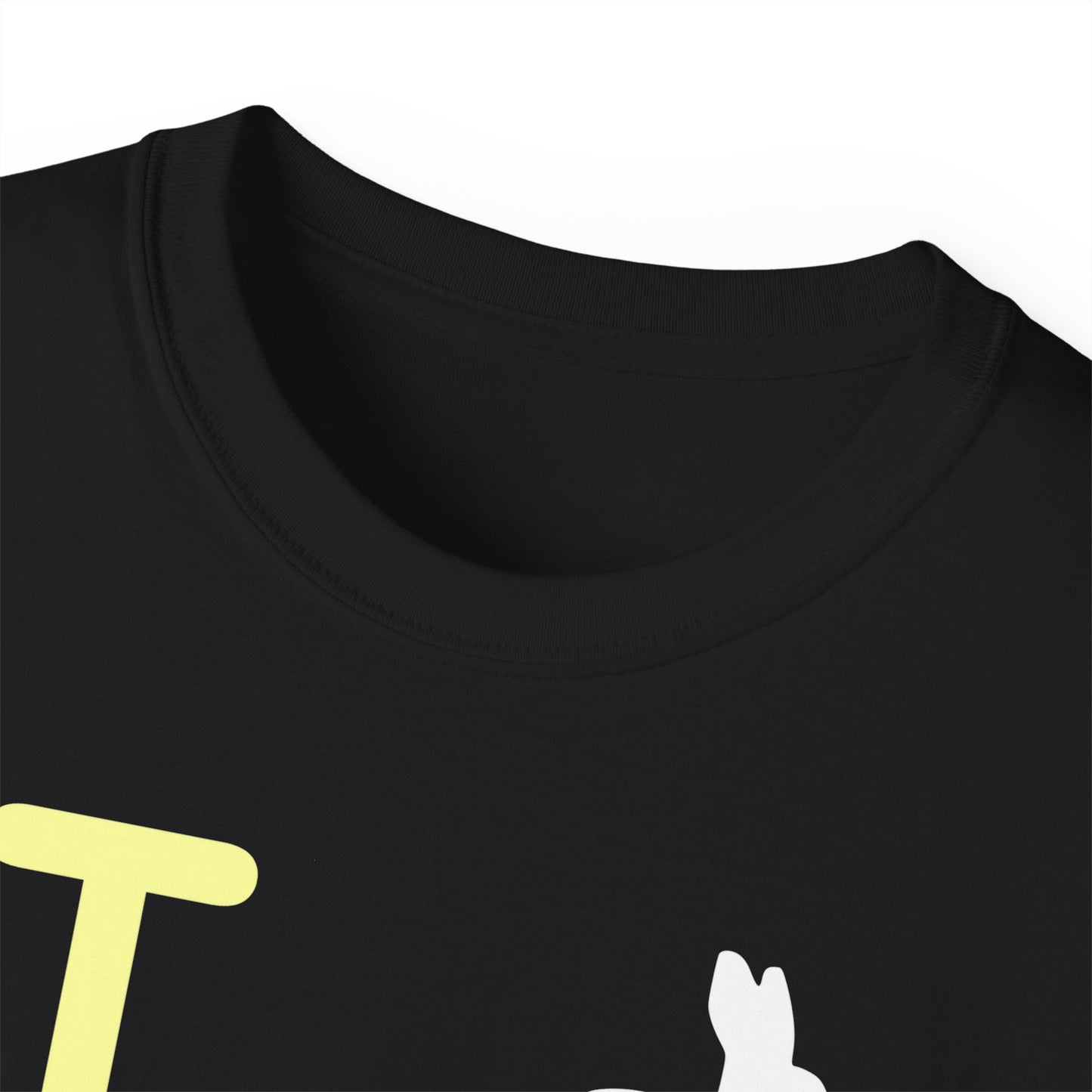 I Bunny LongD® Logo Cotton Tee Easter pastel yellow negative text (white Easter Bunny)