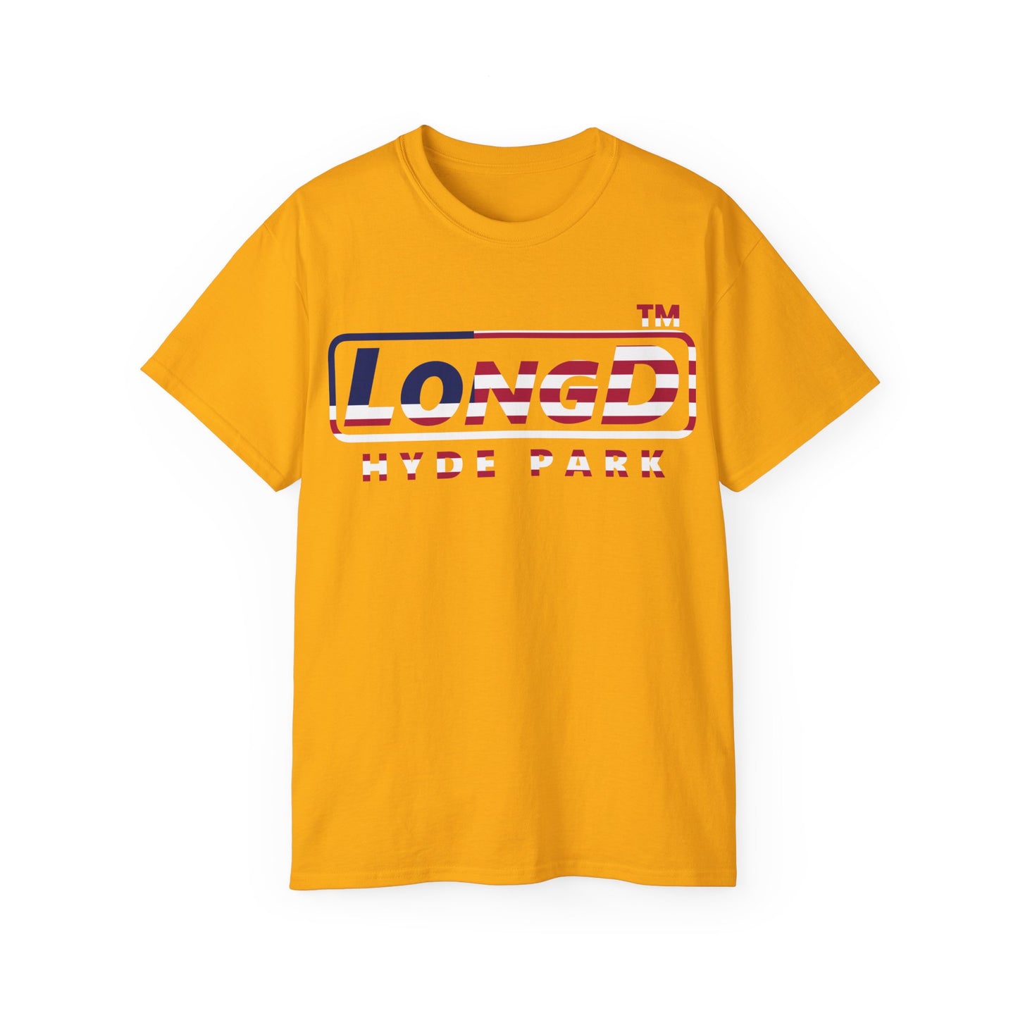 LongD positive flag Hyde Park logo cotton tee (patriotic colors)