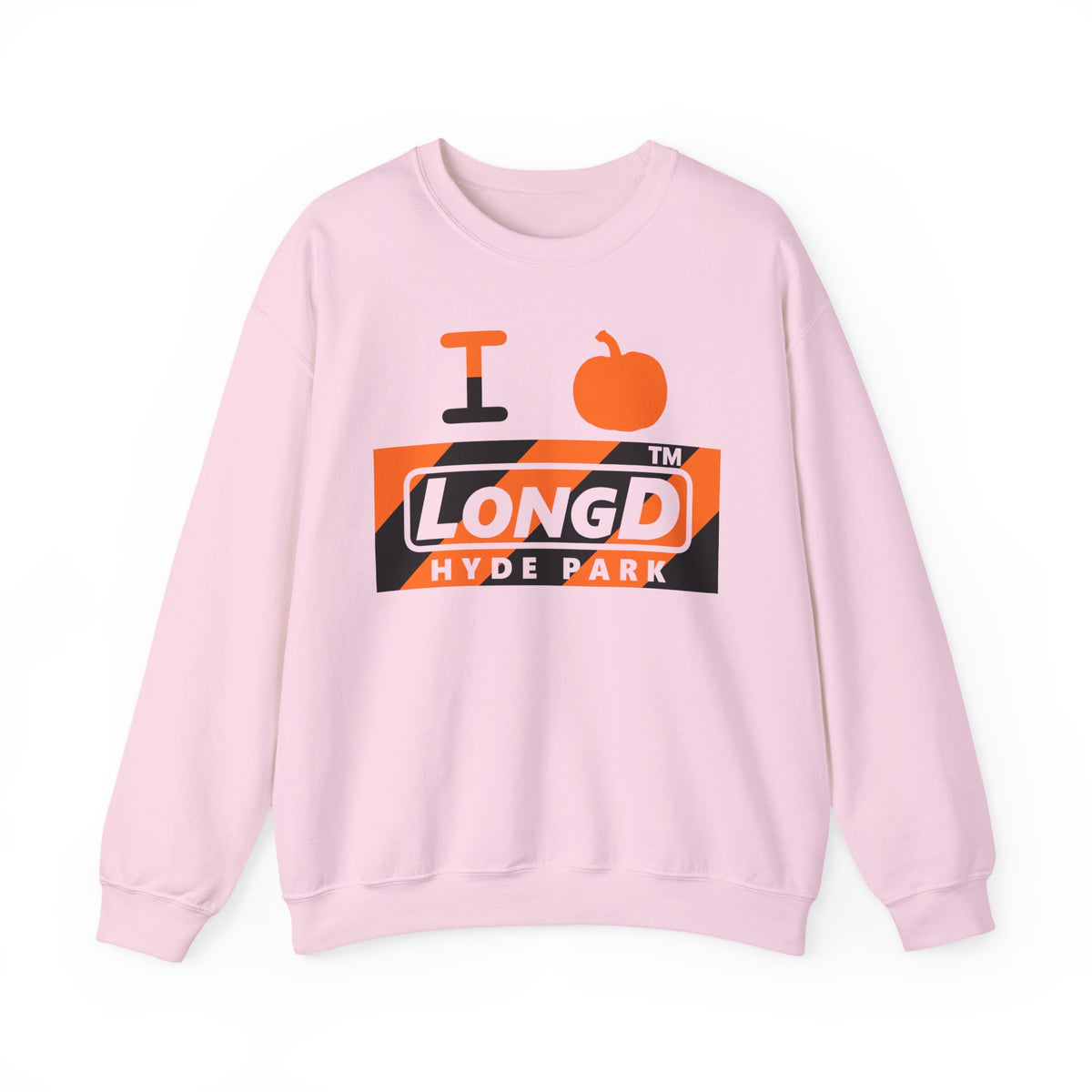 I pumpkin LongD Hyde Park negative diagonal 6-striped logo crewneck sweatshirt