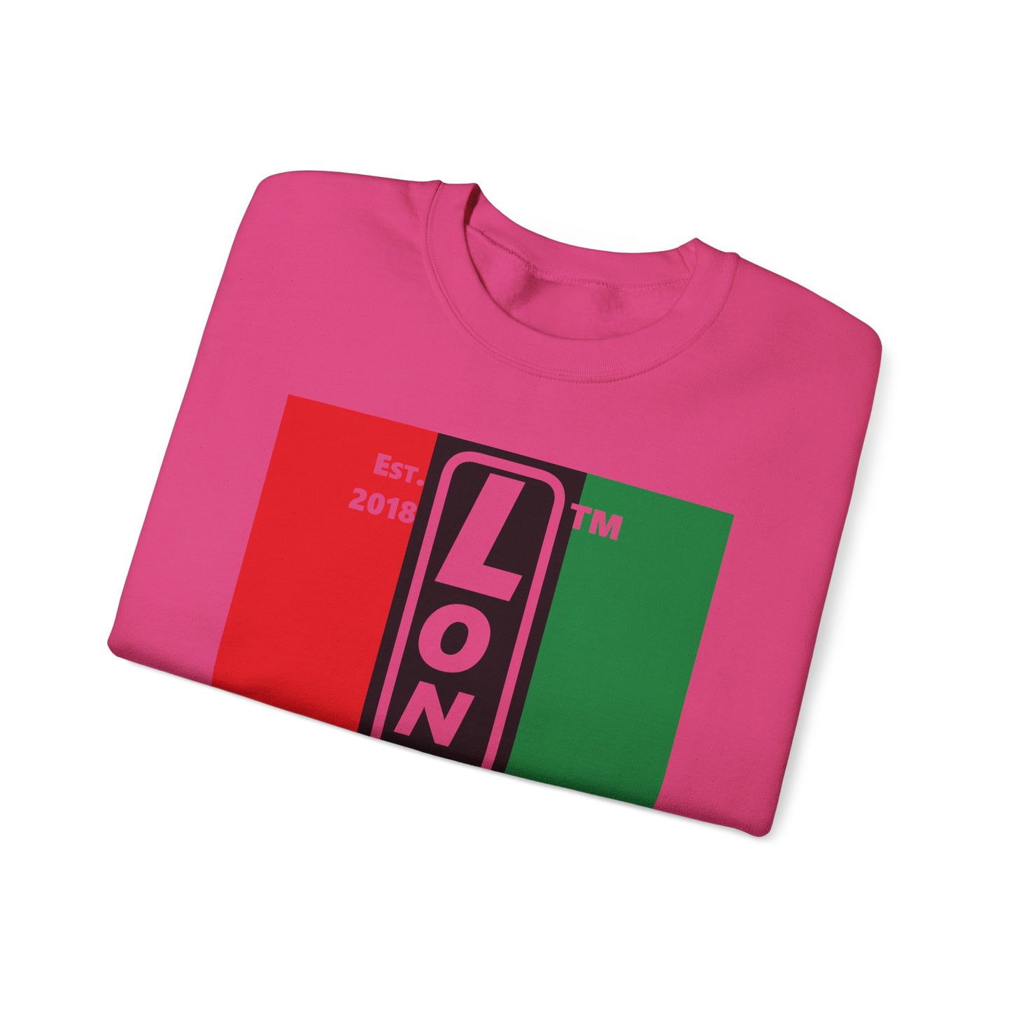 LongD negative vertical 3-striped Chicago upright logo crewneck sweatshirt (Juneteenth colors)