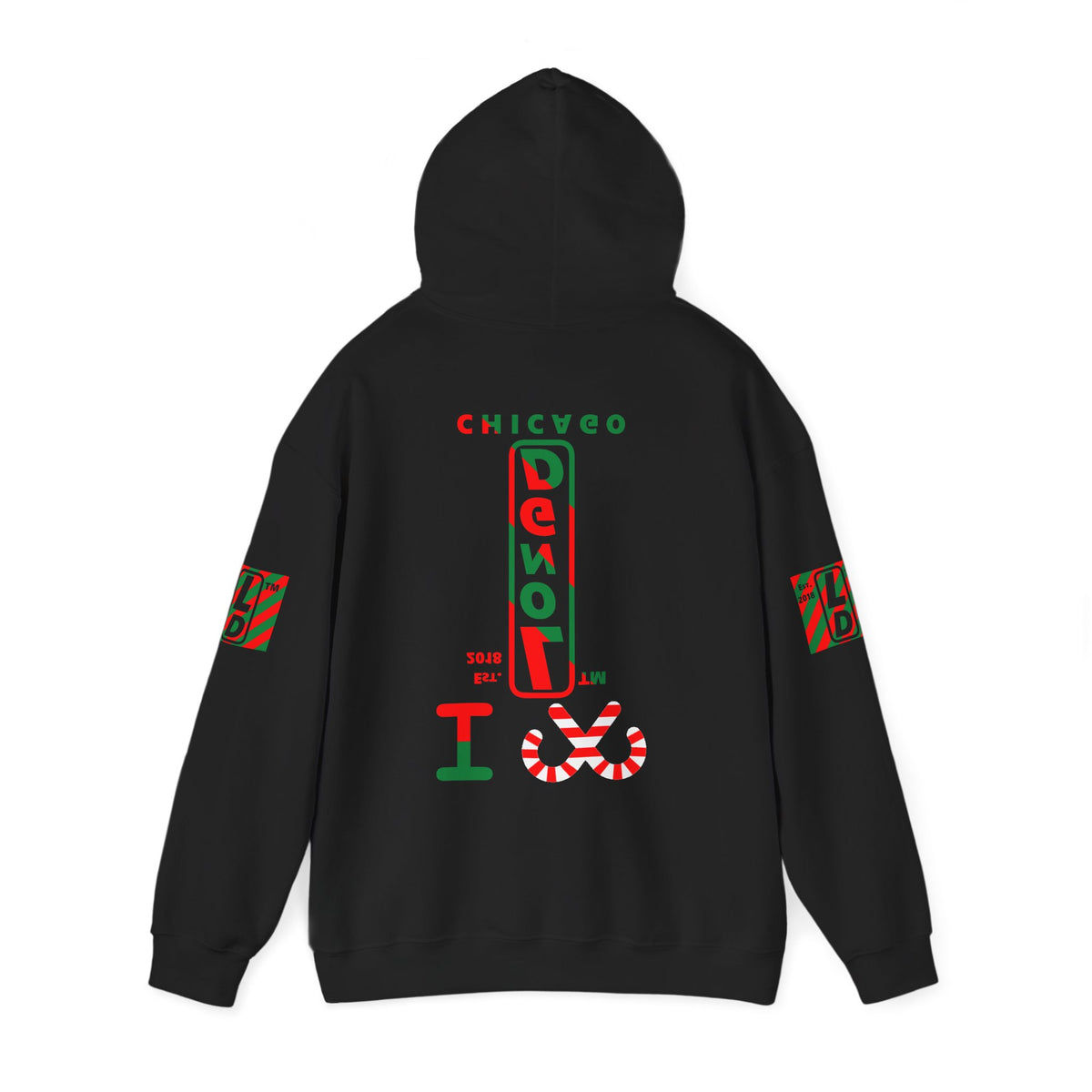 I candy cane LongD Chicago positive upright pixel-weighted 4-striped 4-print logo hoodie