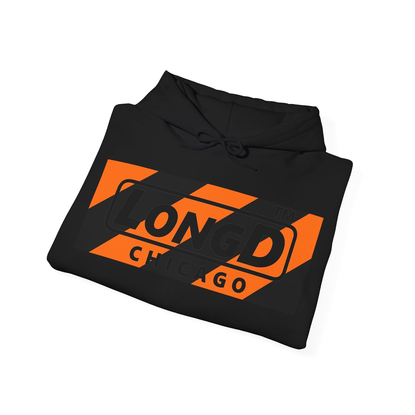 LongD Chicago negative diagonal 6-striped front-back logo (Halloween colors) hoodie