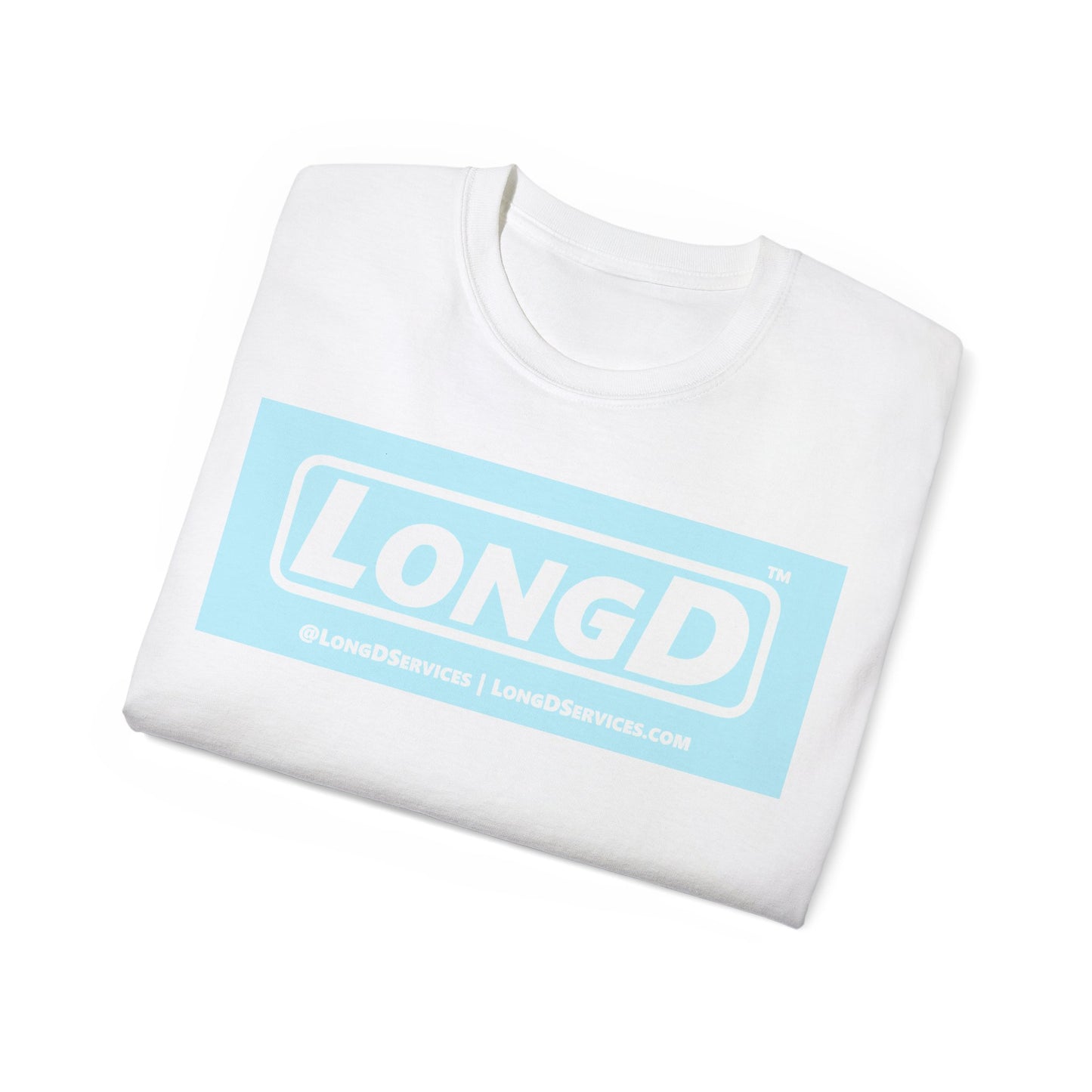 LongD® Logo Cotton Tee (Easter pastel blue in negative text)