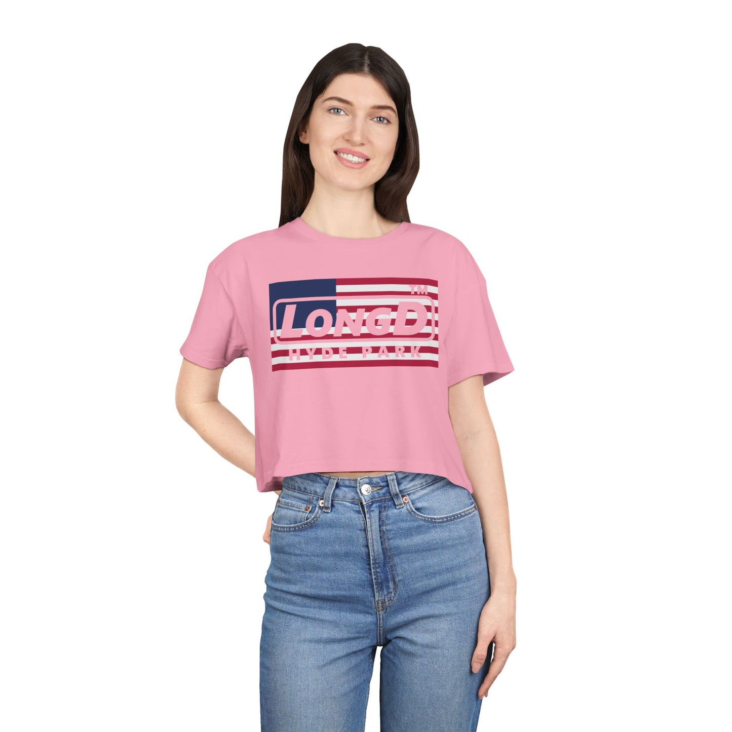 LongD negative flag Hyde Park Logo Crop Tee (Patriotic colors)