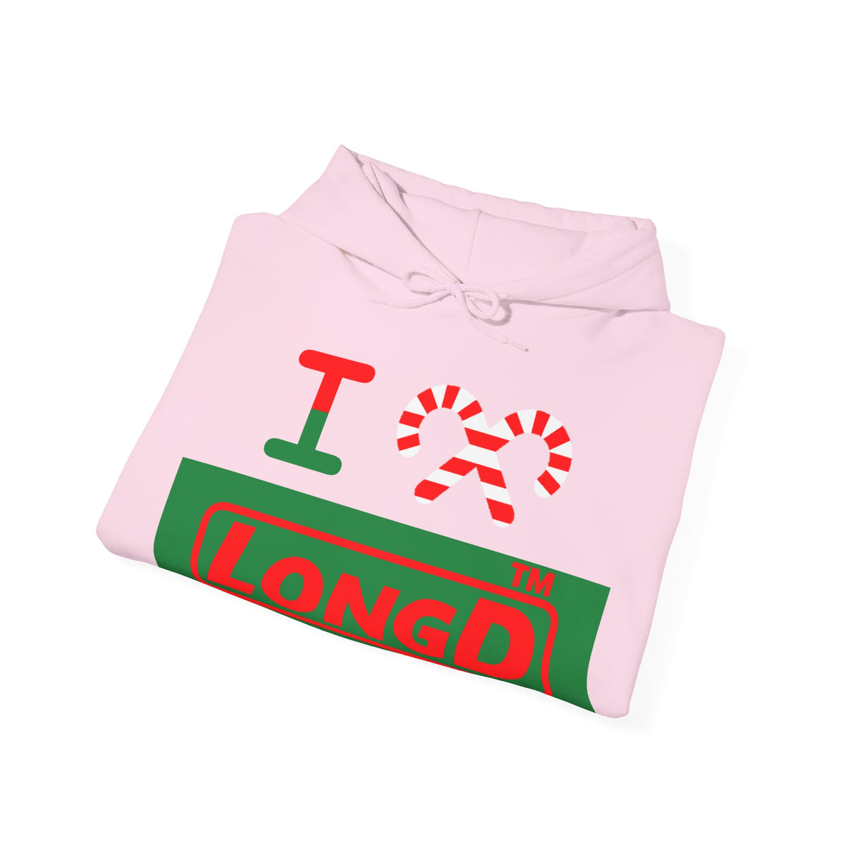 I candy cane LongD Chicago logo positive red on negative green hoodie