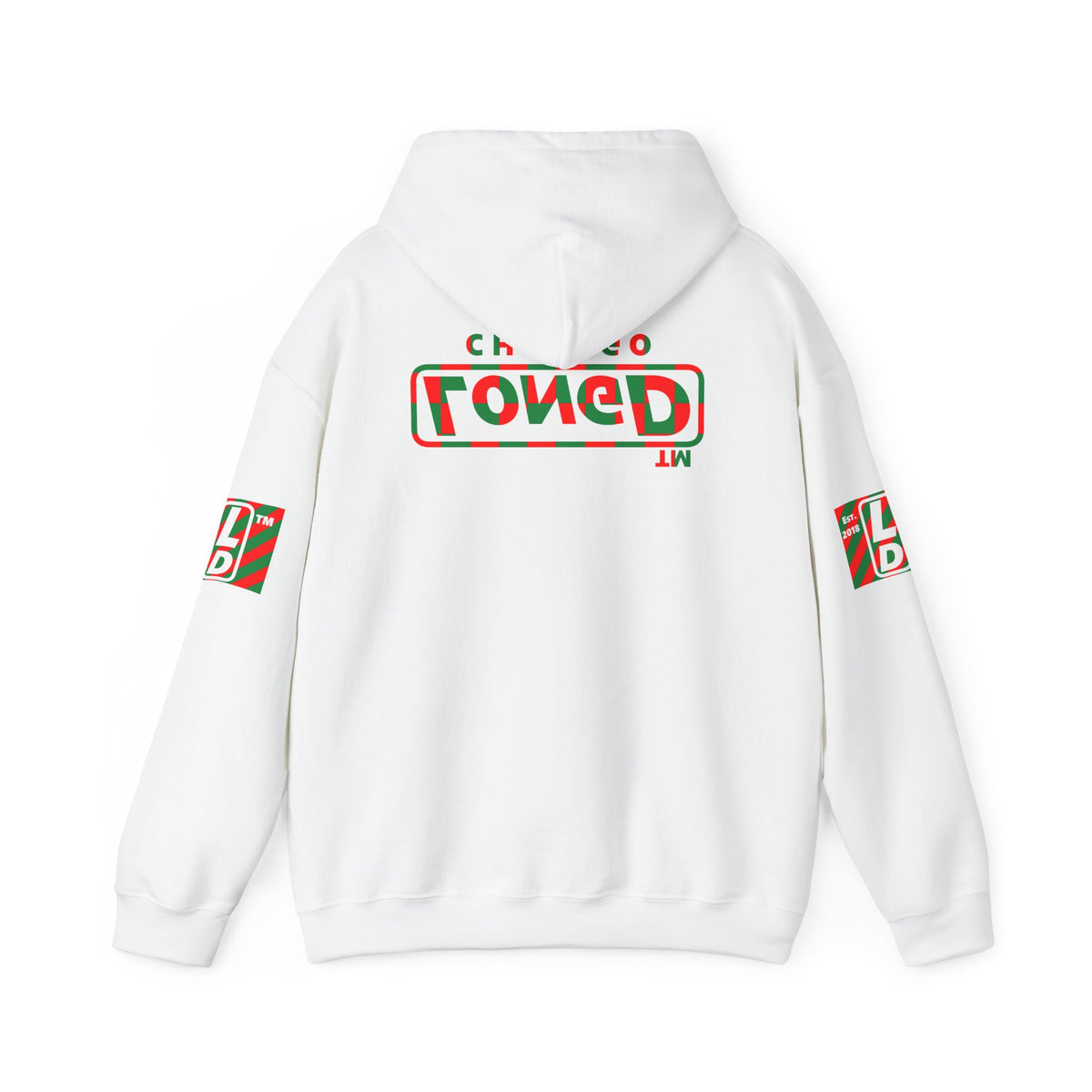 LongD Chicago positive checkered 4-print logo (Xmas colors) hoodie