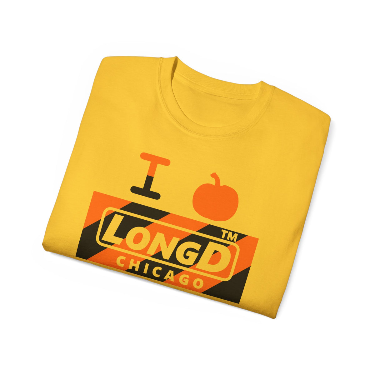 I pumpkin LongD Chicago negative diagonal 6-striped logo cotton tee