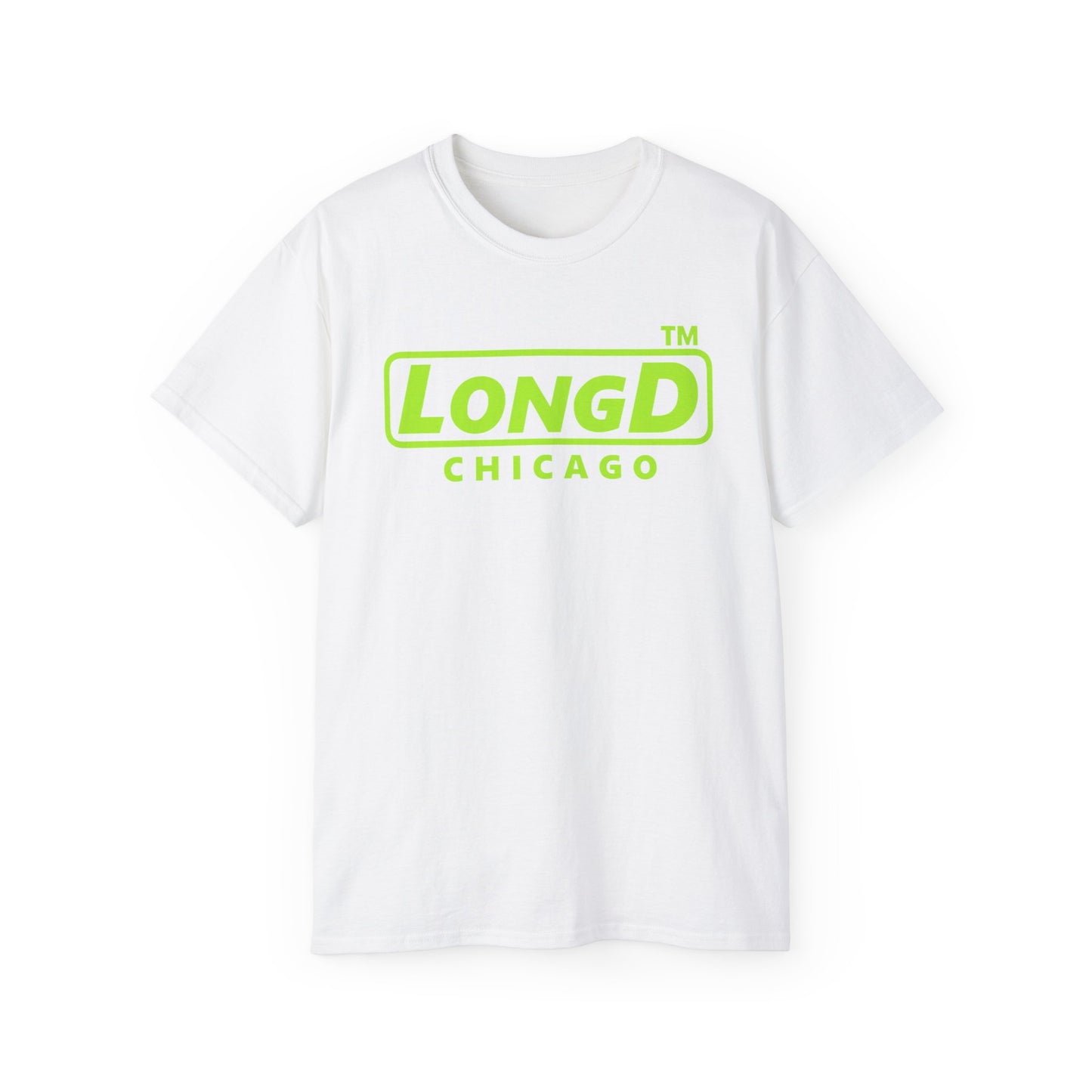 LongD® positive lime green Chicago Logo Cotton Tee