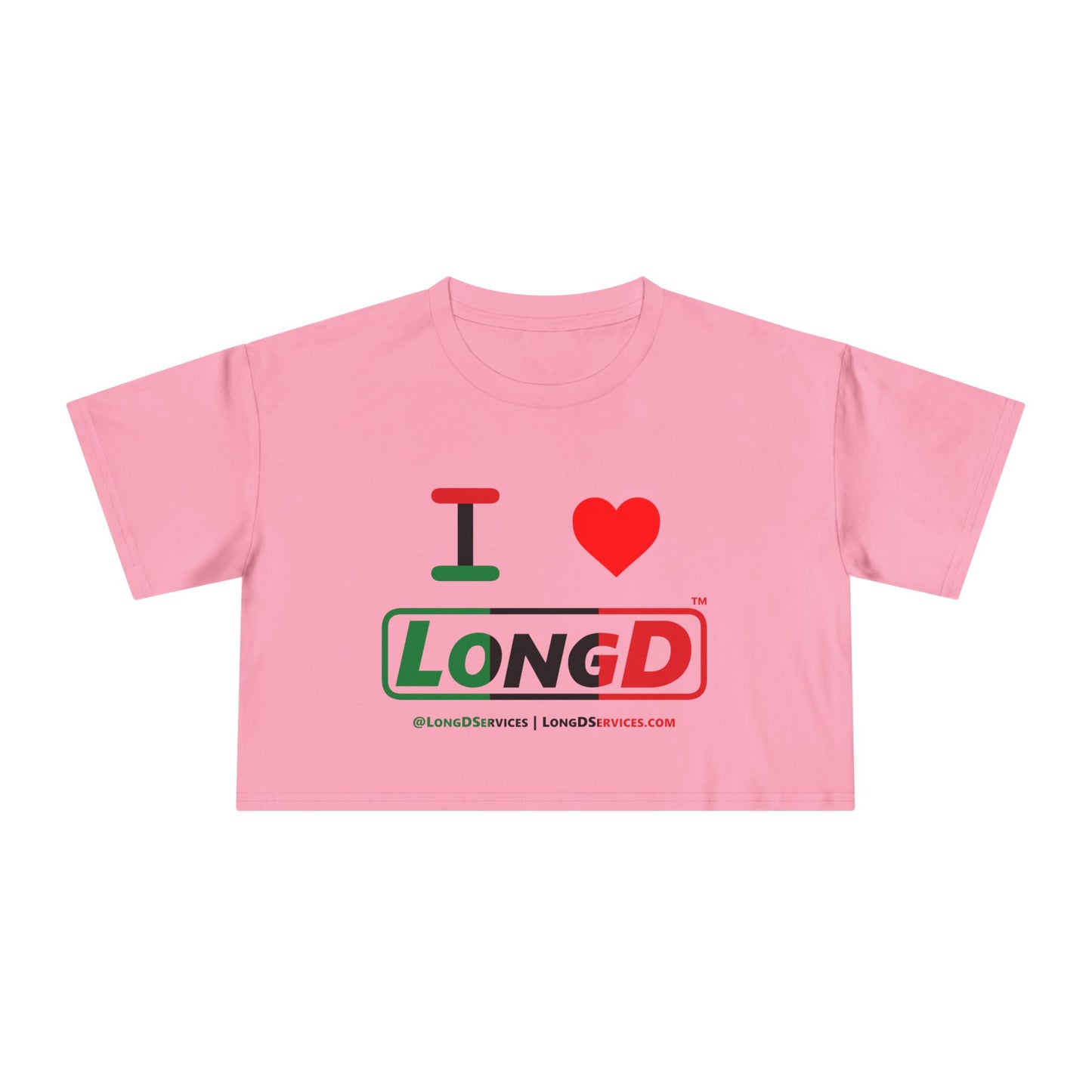 I Luv LongD Logo Women's Crop Tee (Juneteenth positive thirds logo)