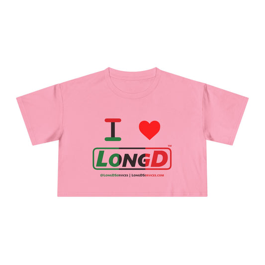 I Luv LongD Logo Women's Crop Tee (Juneteenth positive thirds logo)