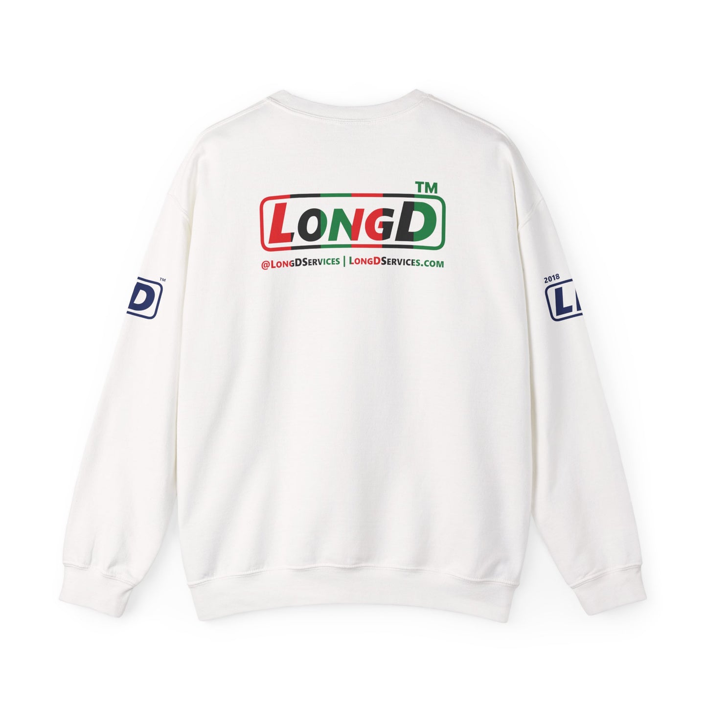 I fist LongD positive vertical 6-striped 4-print tag-domain logo crewneck sweatshirt