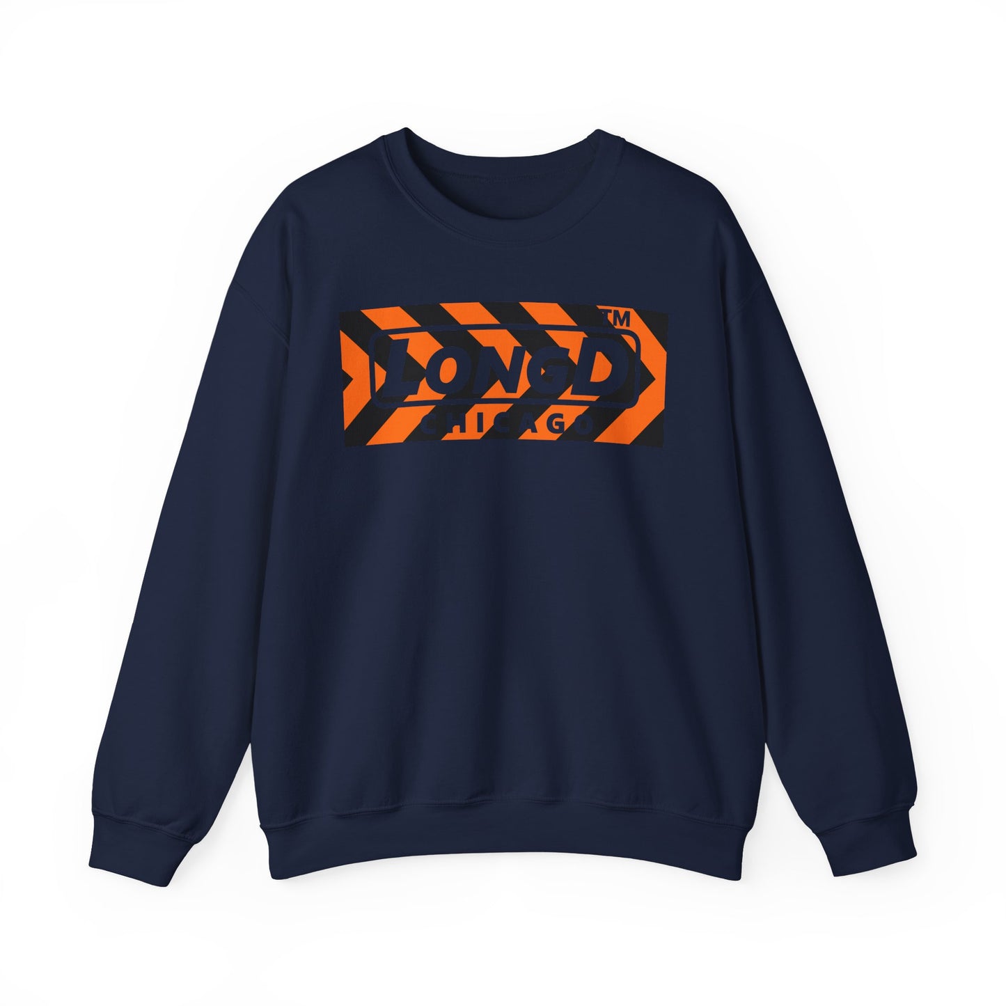 LongD Chicago negative forward chevron logo (Halloween colors) crewneck sweatshirt