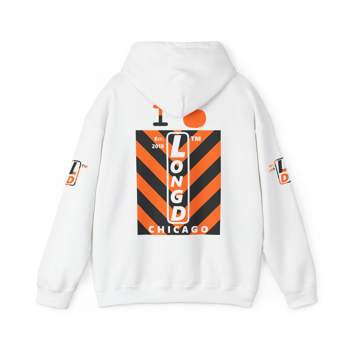 I pumpkin LongD Chicago negative upright downward chevron 4-print logo hoodie