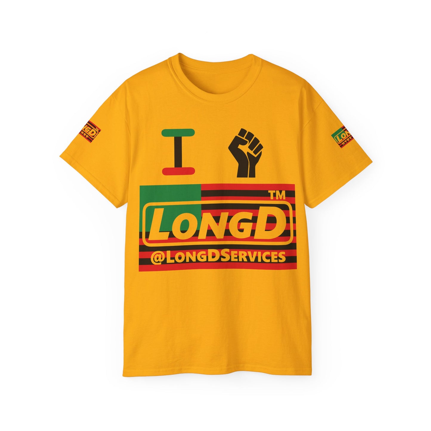 I fist LongD negative flag tag logo 4-print cotton tee