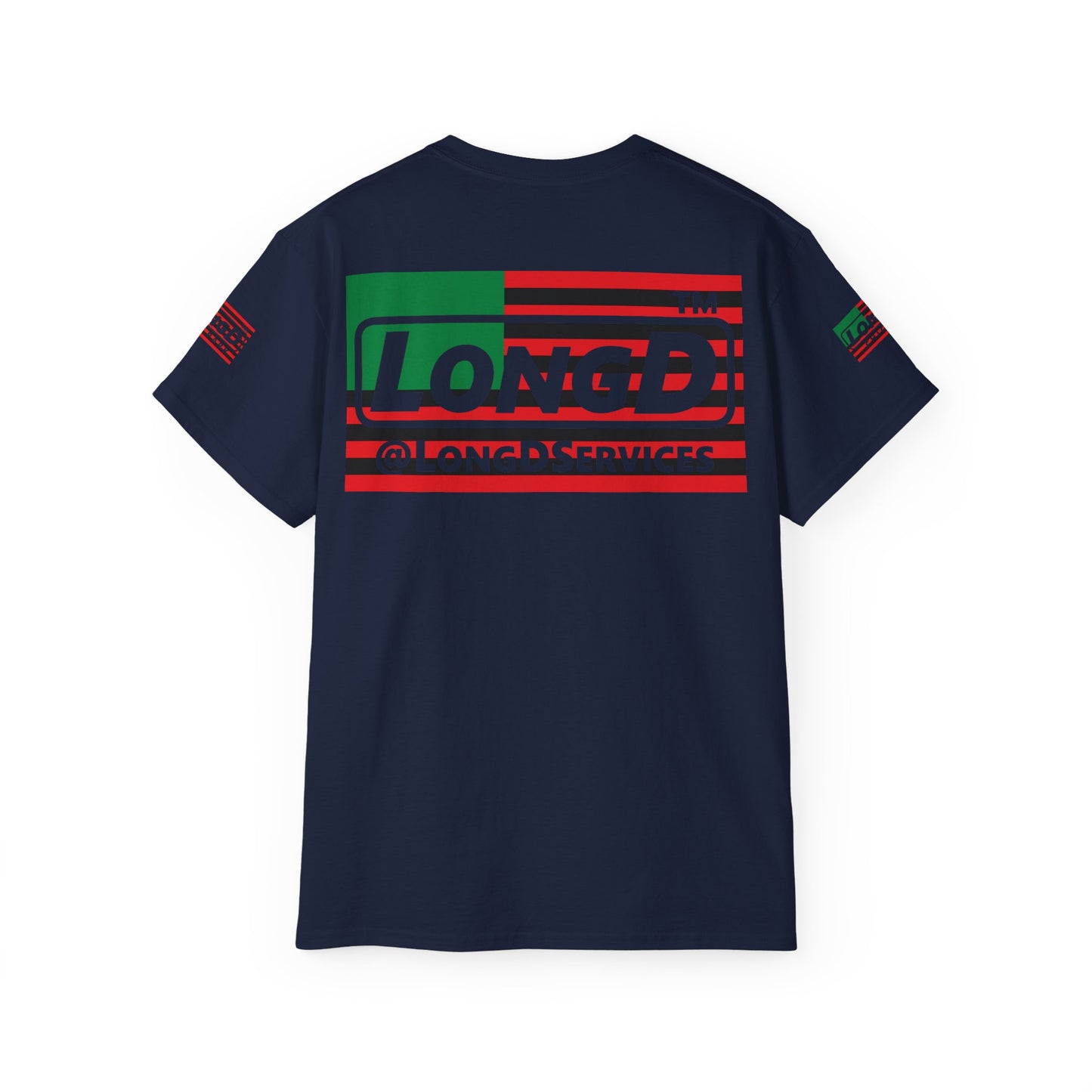 LongD negative flag Chicago logo 4-print cotton tee (Juneteenth colors)