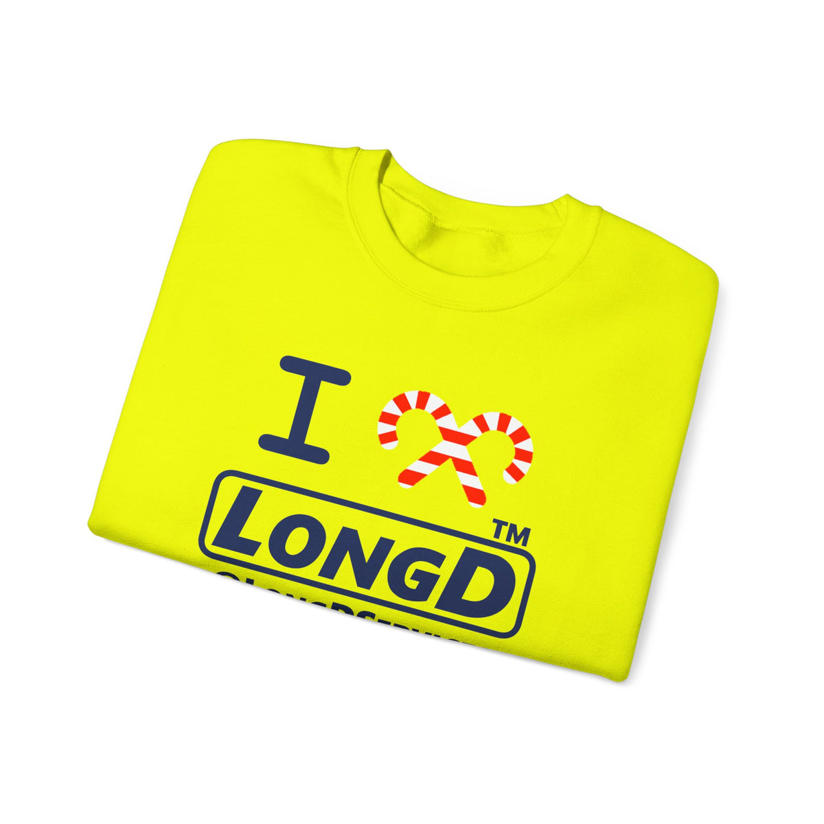 I candy cane LongD Tag positive official basic navy front-back logo crewneck sweatshirt