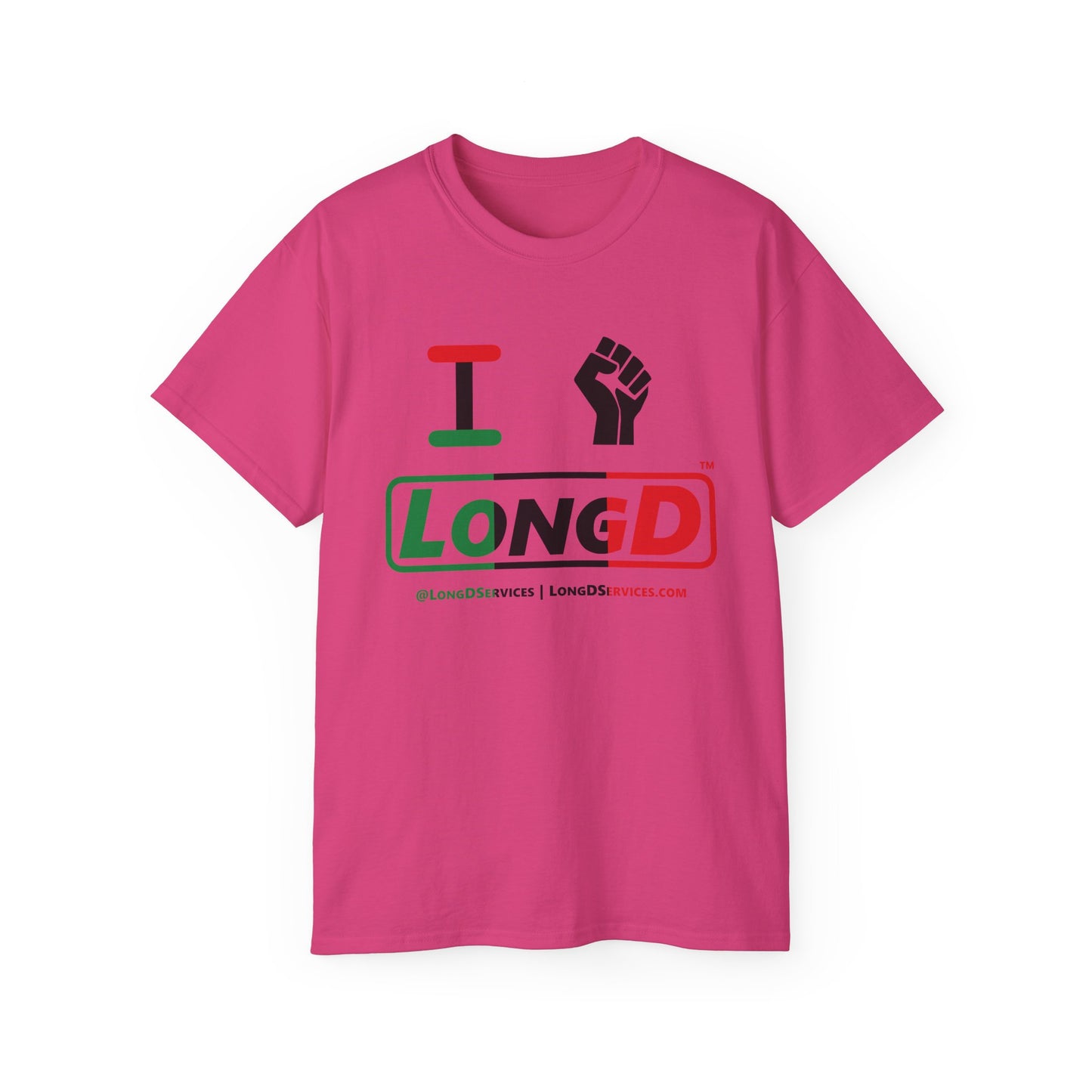 I Fist LongD® Logo Cotton Tee Juneteenth black fist positive thirds text
