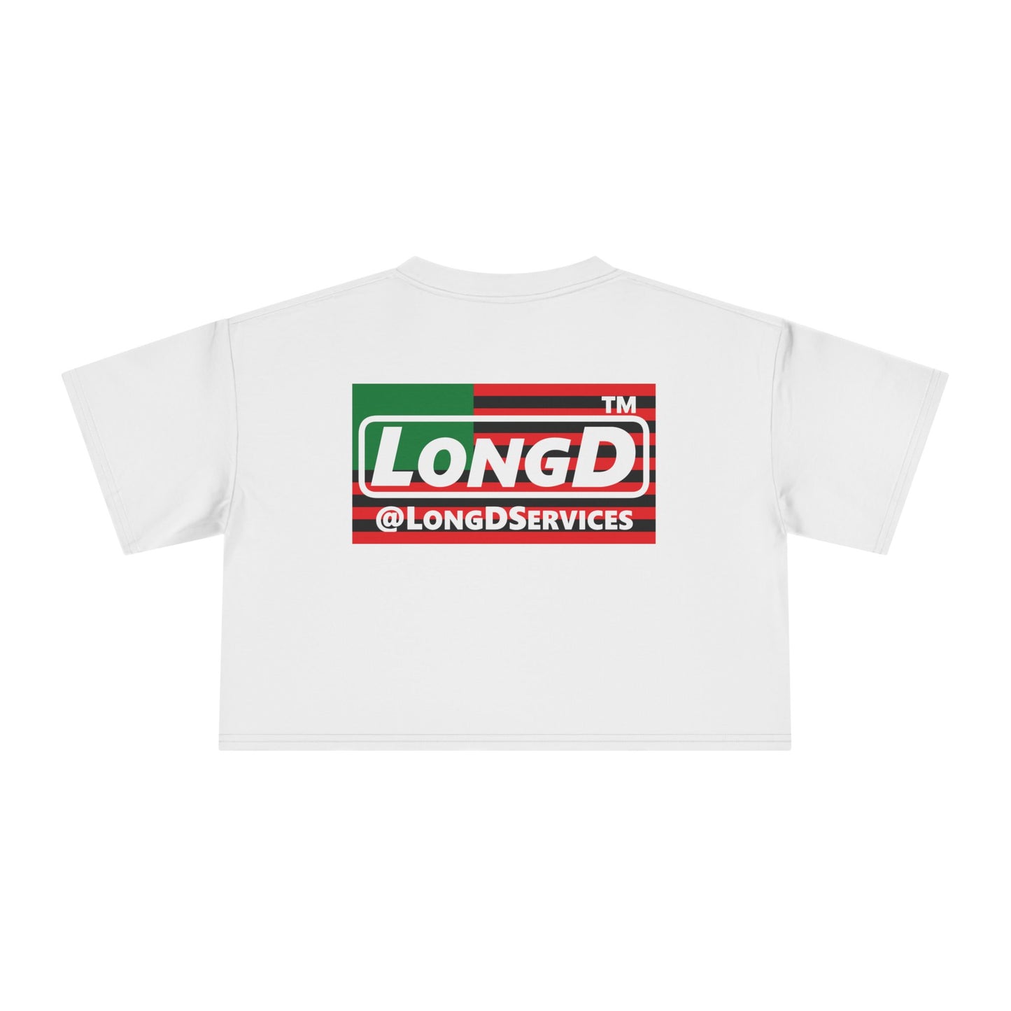LongD negative flag Hyde Park front-back logo crop tee (Juneteenth colors)