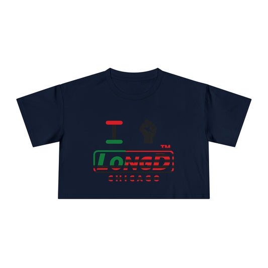 I fist LongD positive flag Chicago logo crop tee