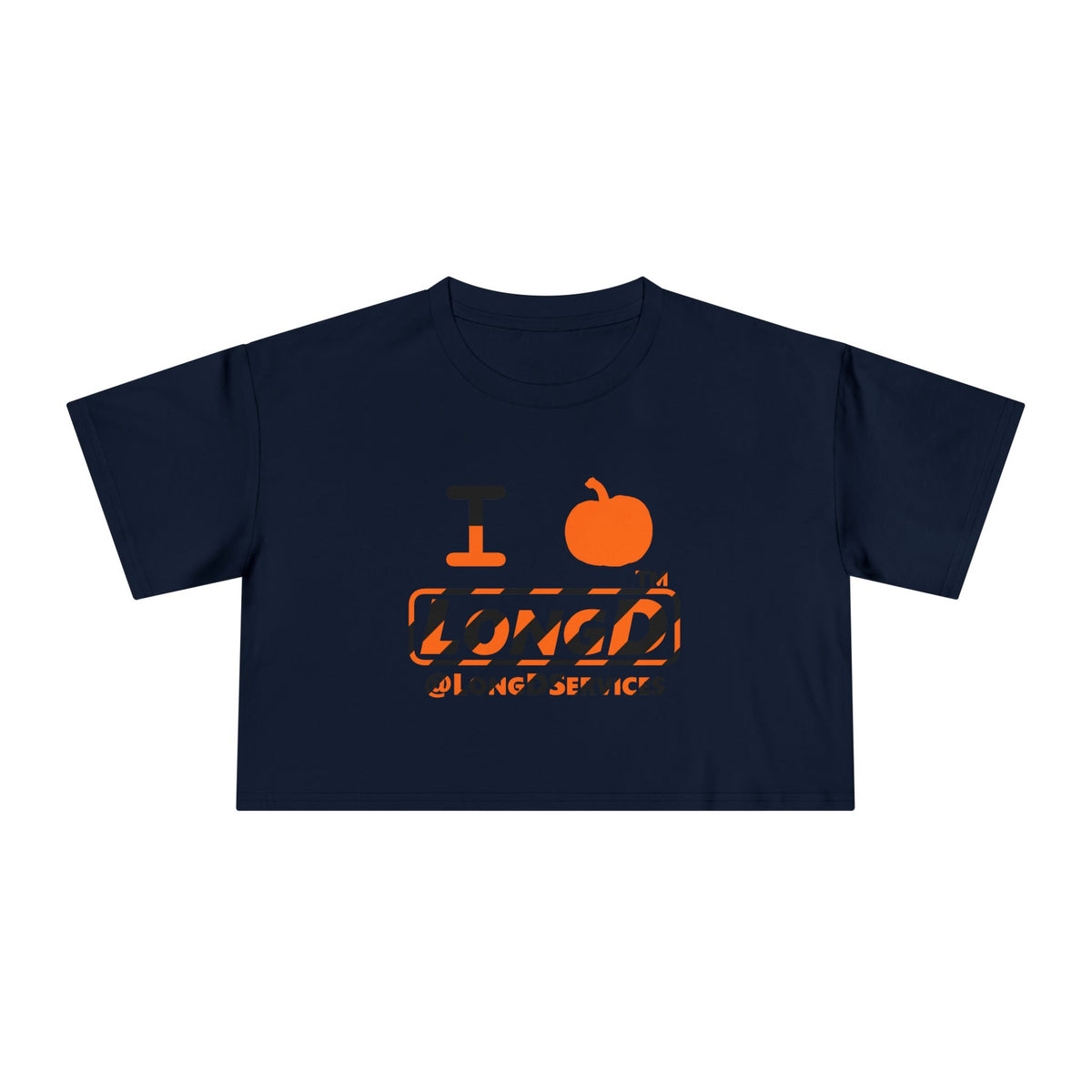 I pumpkin LongD Tag positive 12-striped logo crop tee