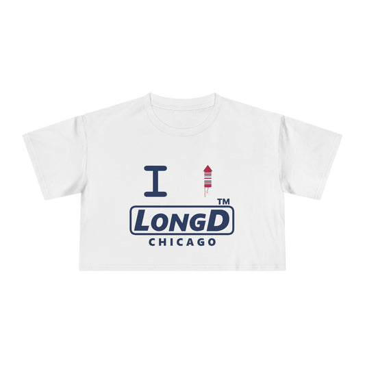 I firecracker LongD official basic Chicago Logo Crop Tee (Patriotic colors)