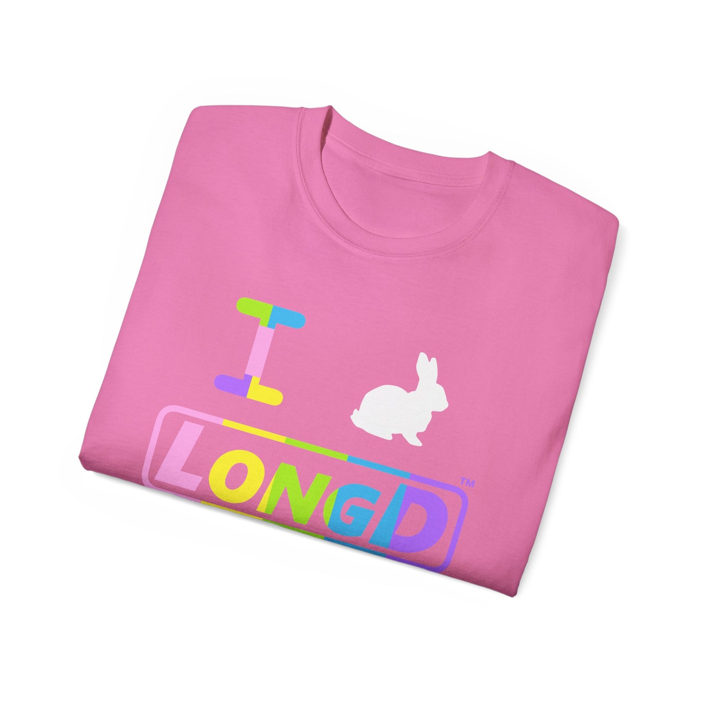 I Bunny LongD® positive horizontal striped Tag-domain Logo Cotton Tee