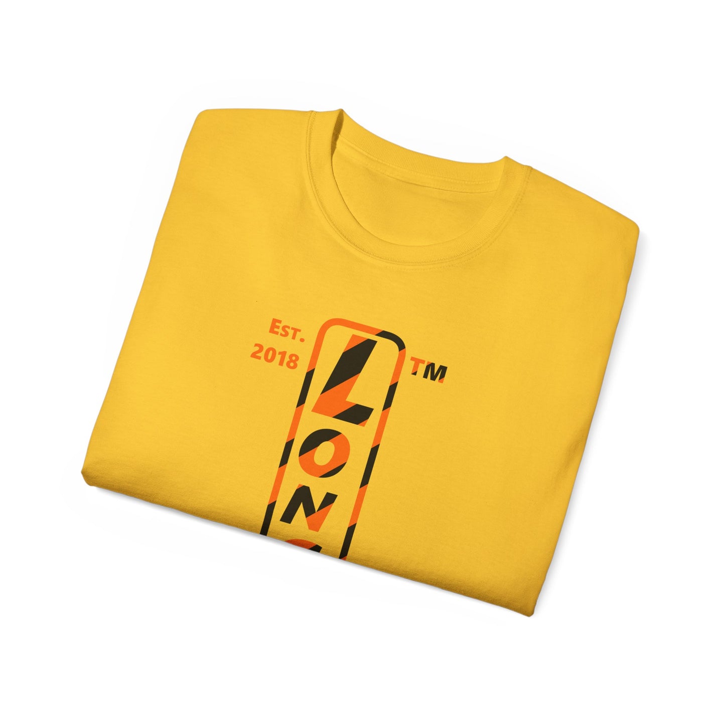 LongD Chicago positive upright pixel-weighted 12-striped 4-print logo (Halloween colors) cotton tee