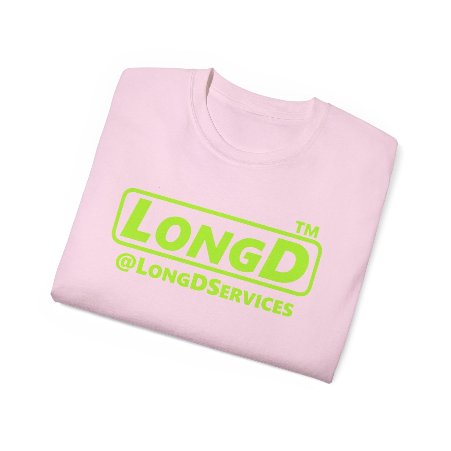 LongD® positive lime green Tag Logo Cotton Tee