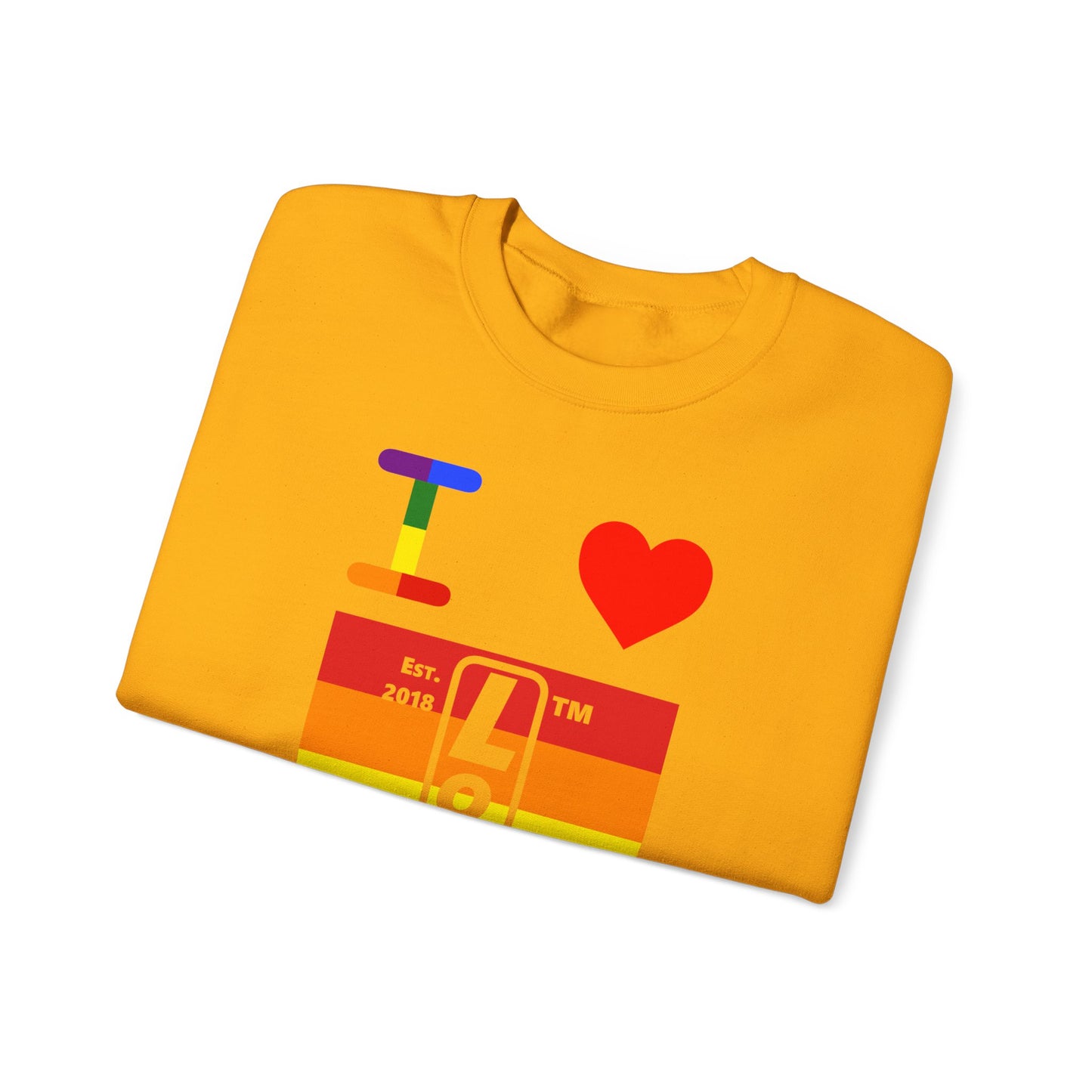 I Luv LongD negative horizontal 6-striped Chicago upright logo crewneck sweatshirt