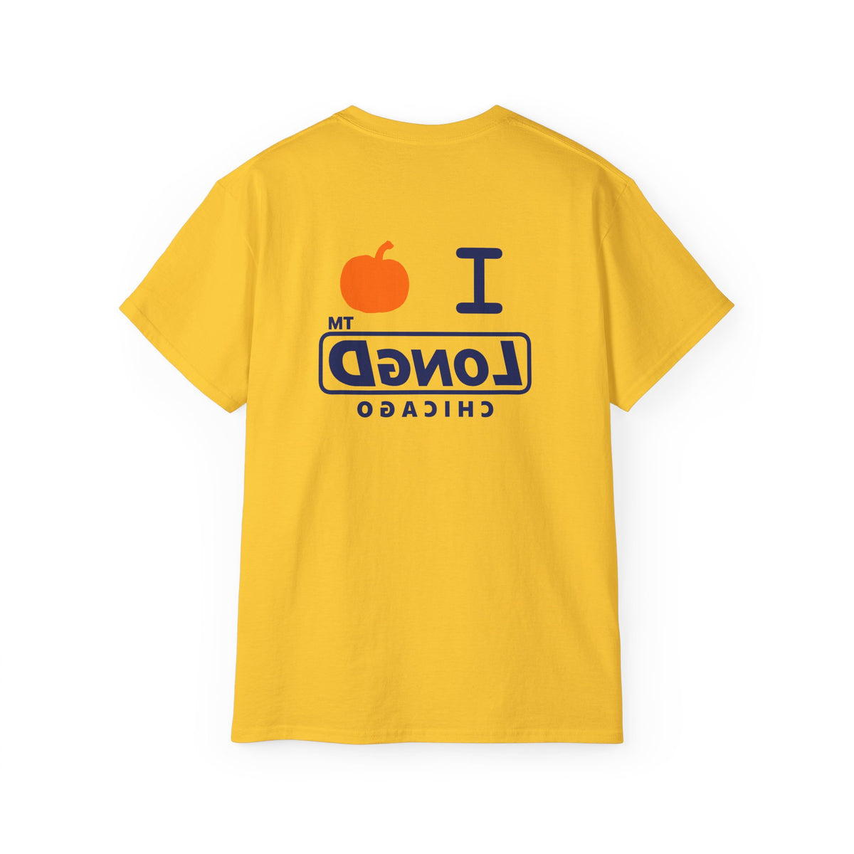 I pumpkin LongD Chicago positive basic Navy (002060) front-back logo cotton tee